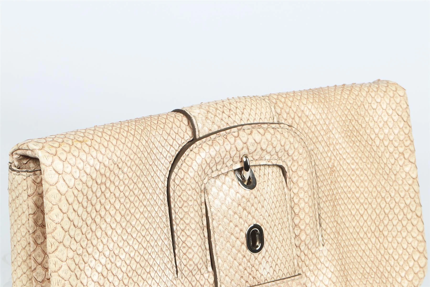 TOD'S BEIGE PYTHON AND LEATHER CLUTCH - Image 8