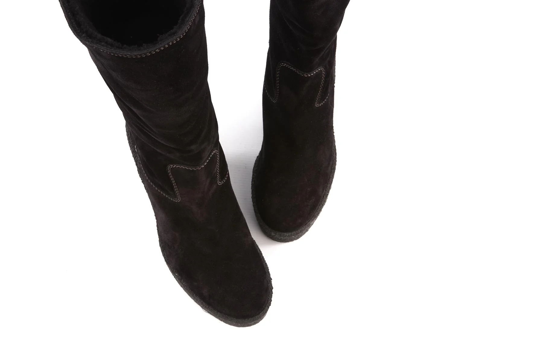 TOD'S BLACK SHEARLING WEDGE ANKLE BOOTS EU 39.5 UK 6.5 US 9.5 - Image 4