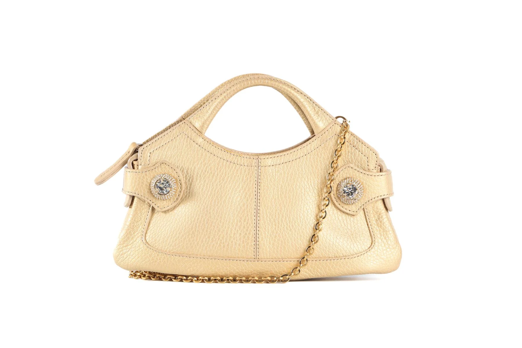 TOD'S GOLD CRYSTAL AND LEATHER SHOULDER BAG - Image 2