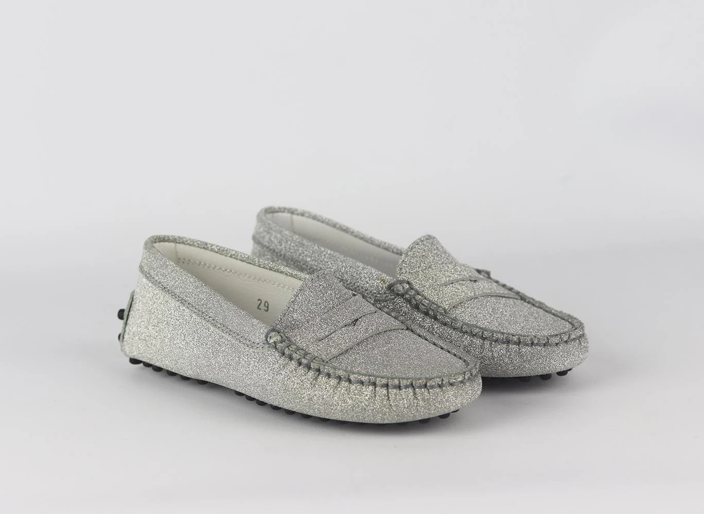 TOD'S KIDS UNISEX GLITTER LEATHER MOCCASINS EU 29 UK 11 - Image 2