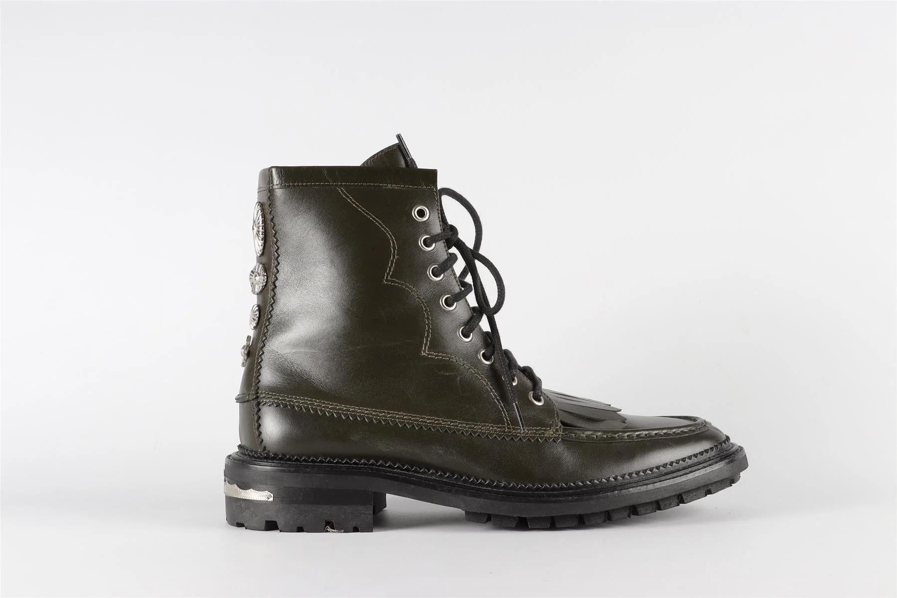 TOGA VIRILIS GREEN MEN'S LEATHER BOOTS EU 42 UK 8 US 9 - Image 2