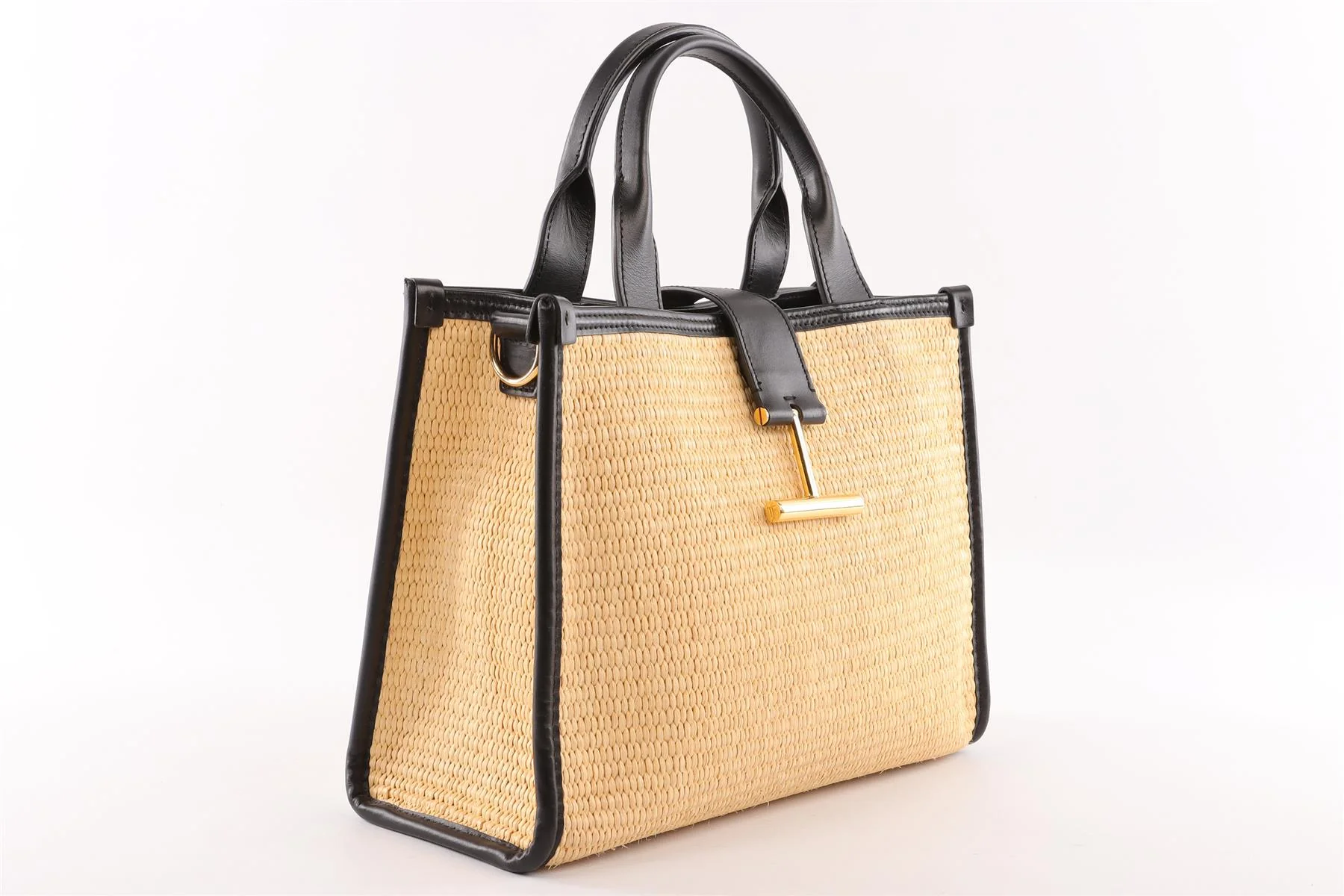TOM FORD BEIGE TARA MEDIUM RAFFIA TOTE BAG - Image 2