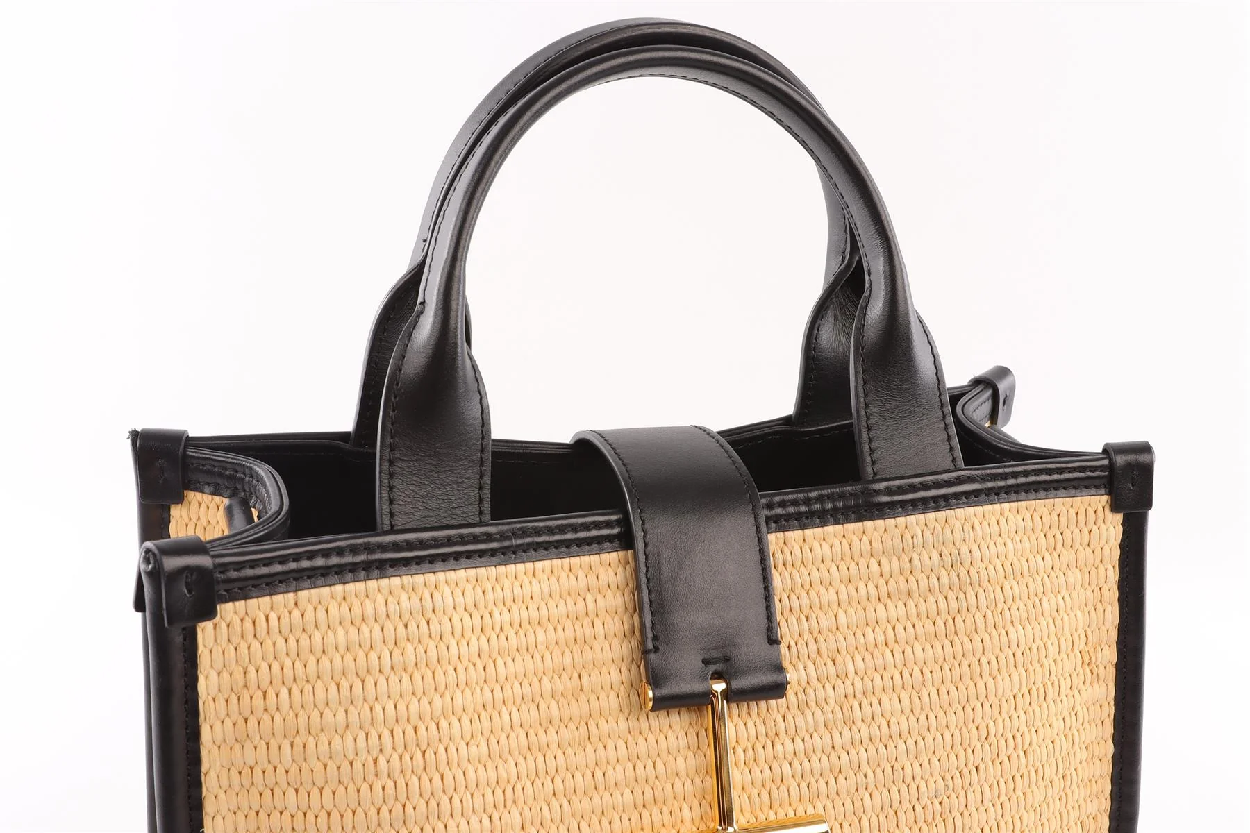 TOM FORD BEIGE TARA MEDIUM RAFFIA TOTE BAG - Image 7