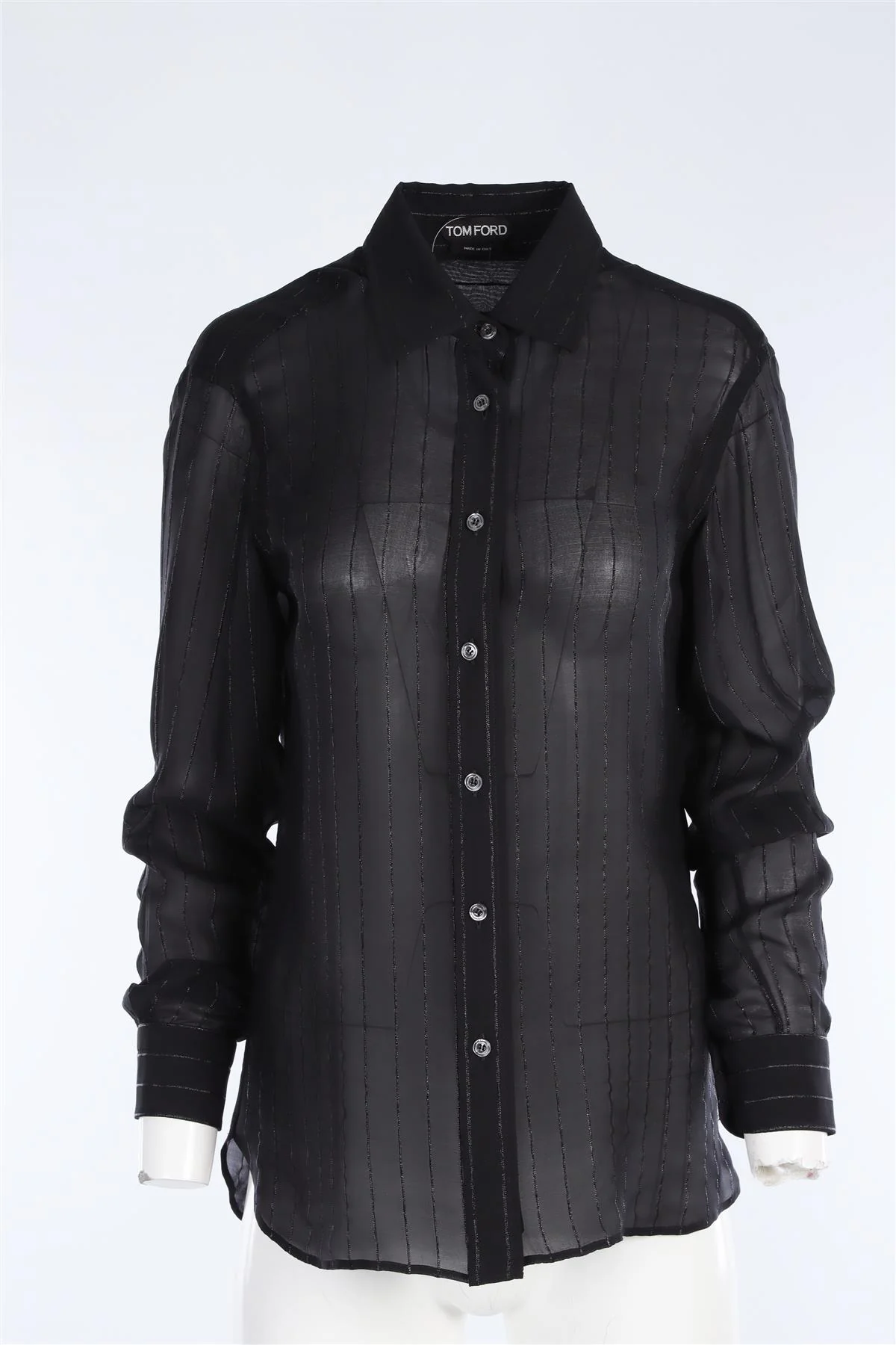 TOM FORD BLACK SILK SHIRT IT 40 UK 8 - Image 2