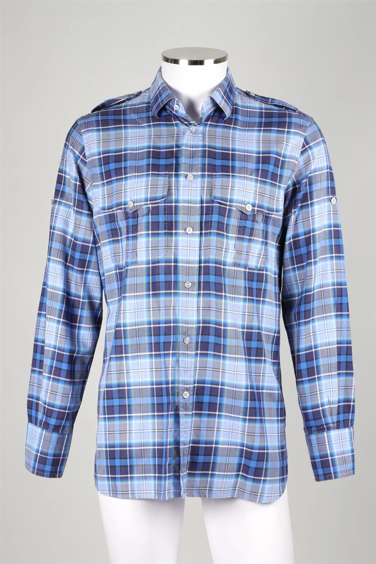 TOM FORD BLUE MEN'S COTTON SHIRT EU 40 UK 40 - Image 2