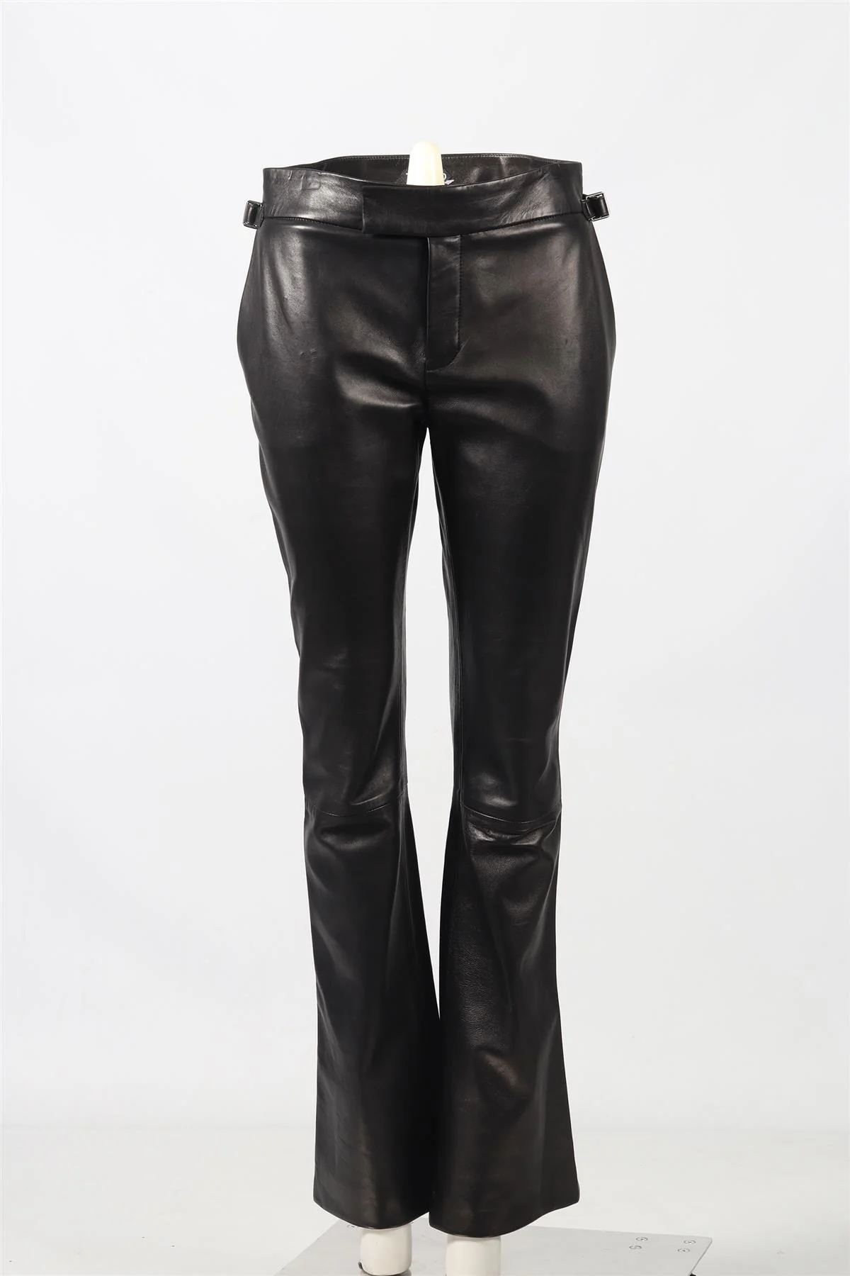 TOM FORD LEATHER FLARED PANTS IT 40 UK 8 - Image 2