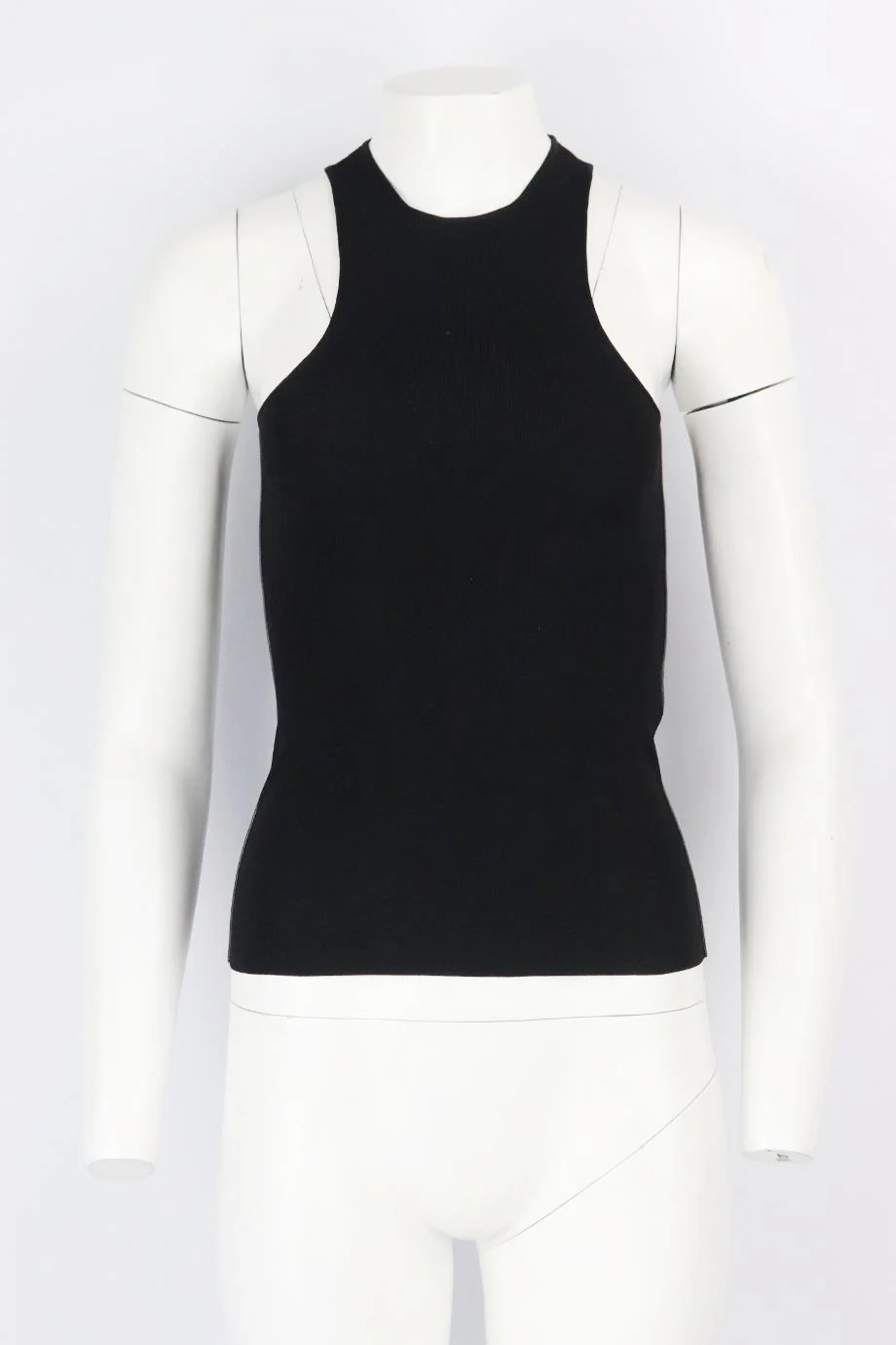 TOM FORD LEATHER TRIMMED STRETCH KNIT TOP XXSMALL - Image 2
