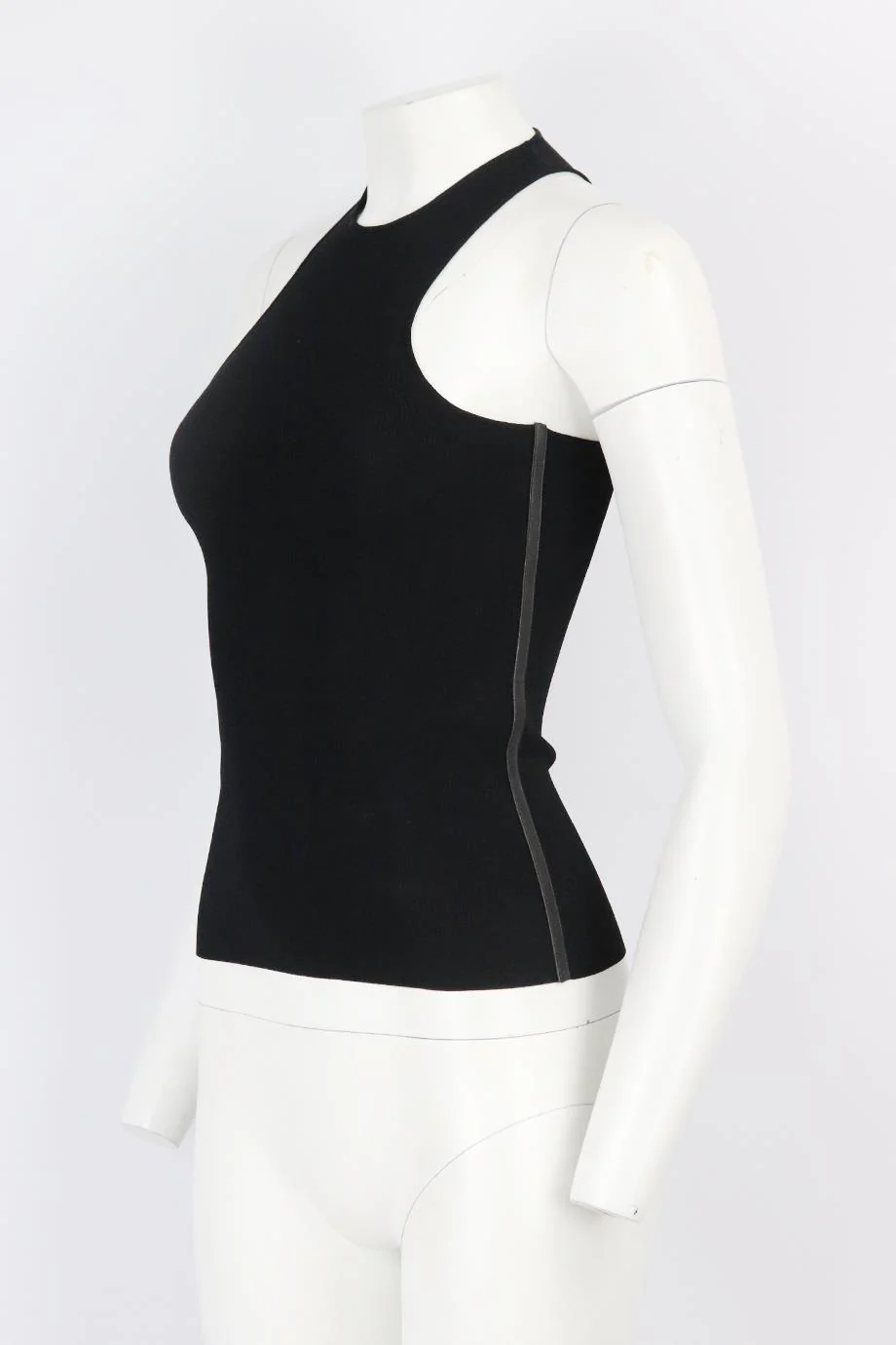 TOM FORD LEATHER TRIMMED STRETCH KNIT TOP XXSMALL - Image 3
