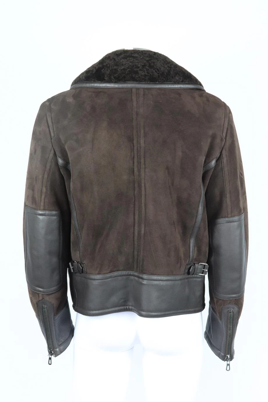 TOM FORD MEN'S SHEARLING LINED SUEDE AND LEATHER BIKER JACKET IT 52 UK/US CHEST 42 - Image 3
