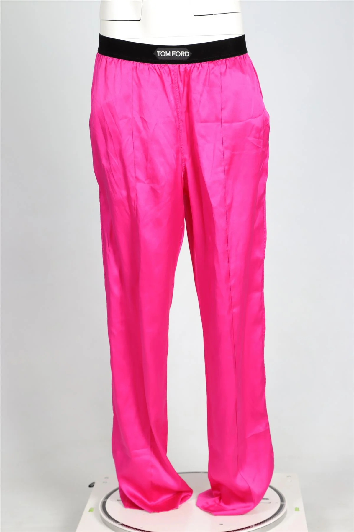 TOM FORD PINK SILK STRAIGHT LEG PANTS LARGE - Image 2