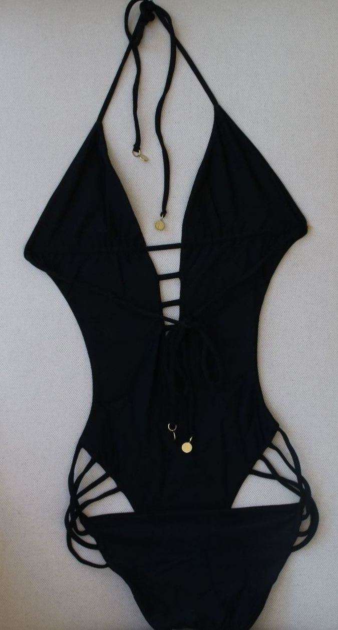 TORI PRAVER AGAVE BLACK ONE PIECE SWIMSUIT SMALL - Image 2