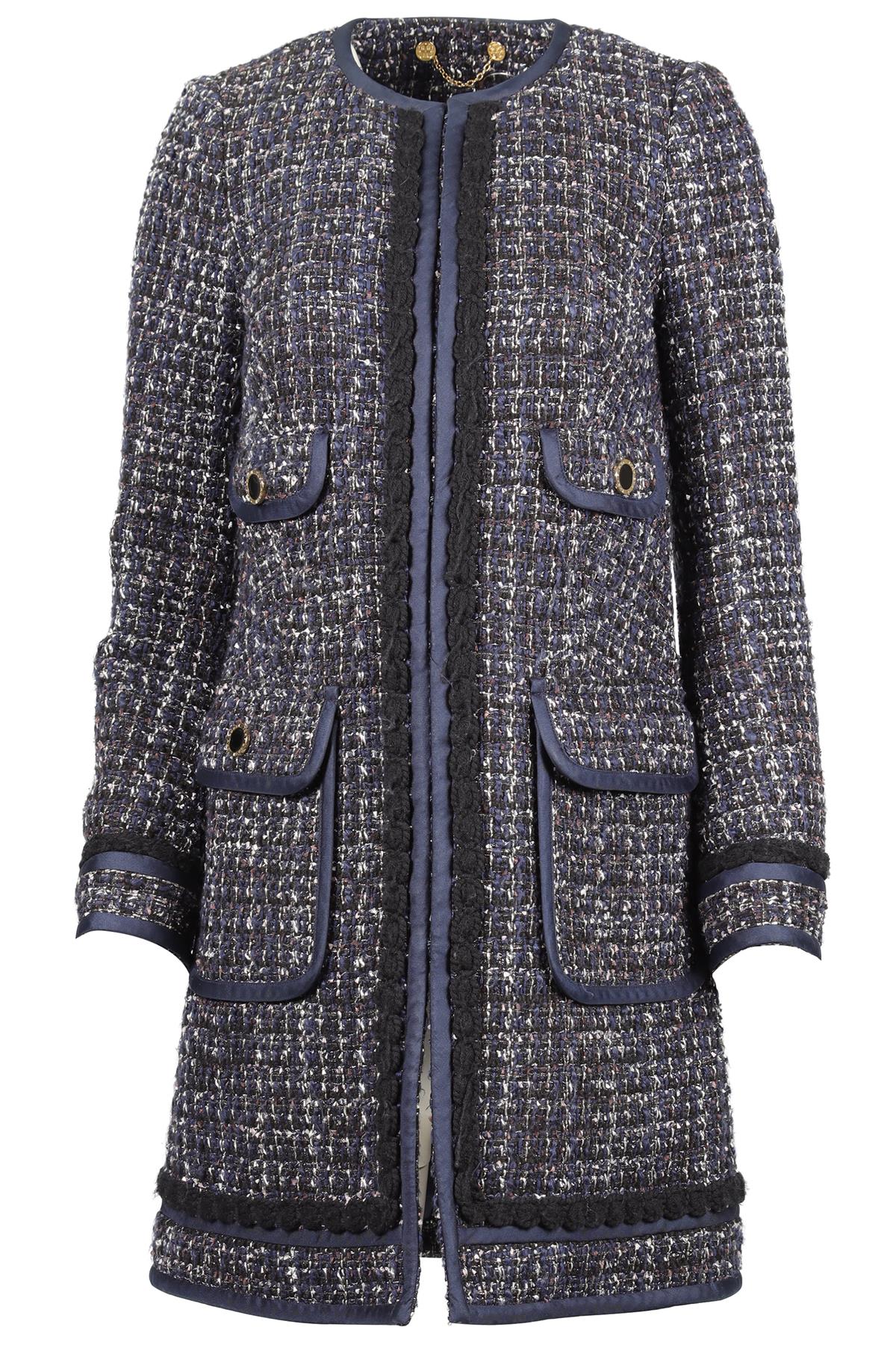 TORY BURCH BLUE TWEED COAT US 6 UK 10