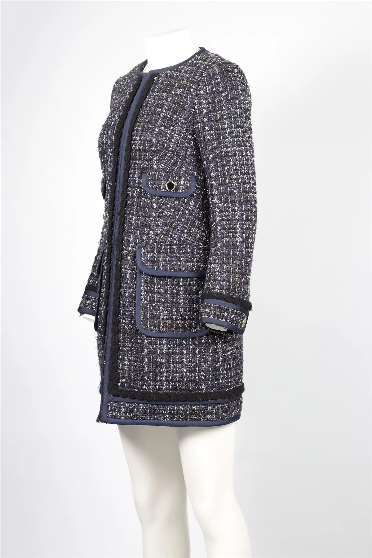 TORY BURCH BLUE TWEED COAT US 6 UK 10 - Image 3