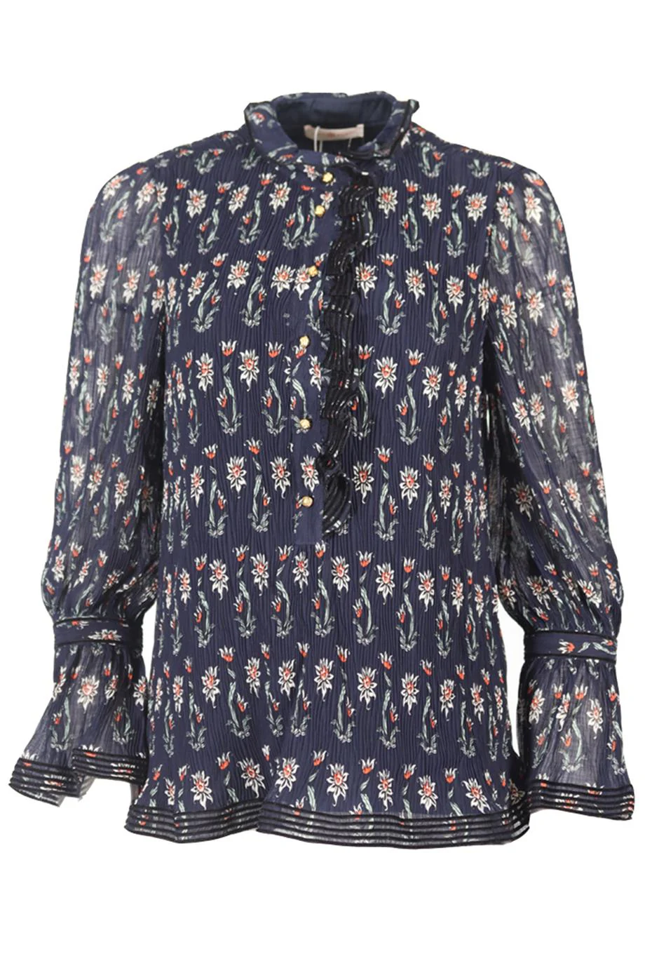 TORY BURCH FLORAL PRINT CREPE TOP US 2 UK 6