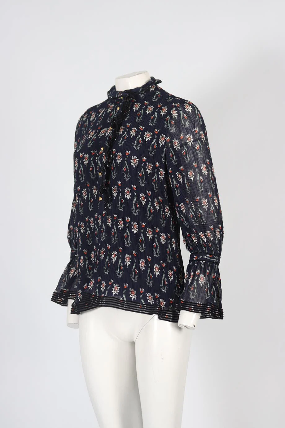 TORY BURCH FLORAL PRINT CREPE TOP US 2 UK 6 - Image 3
