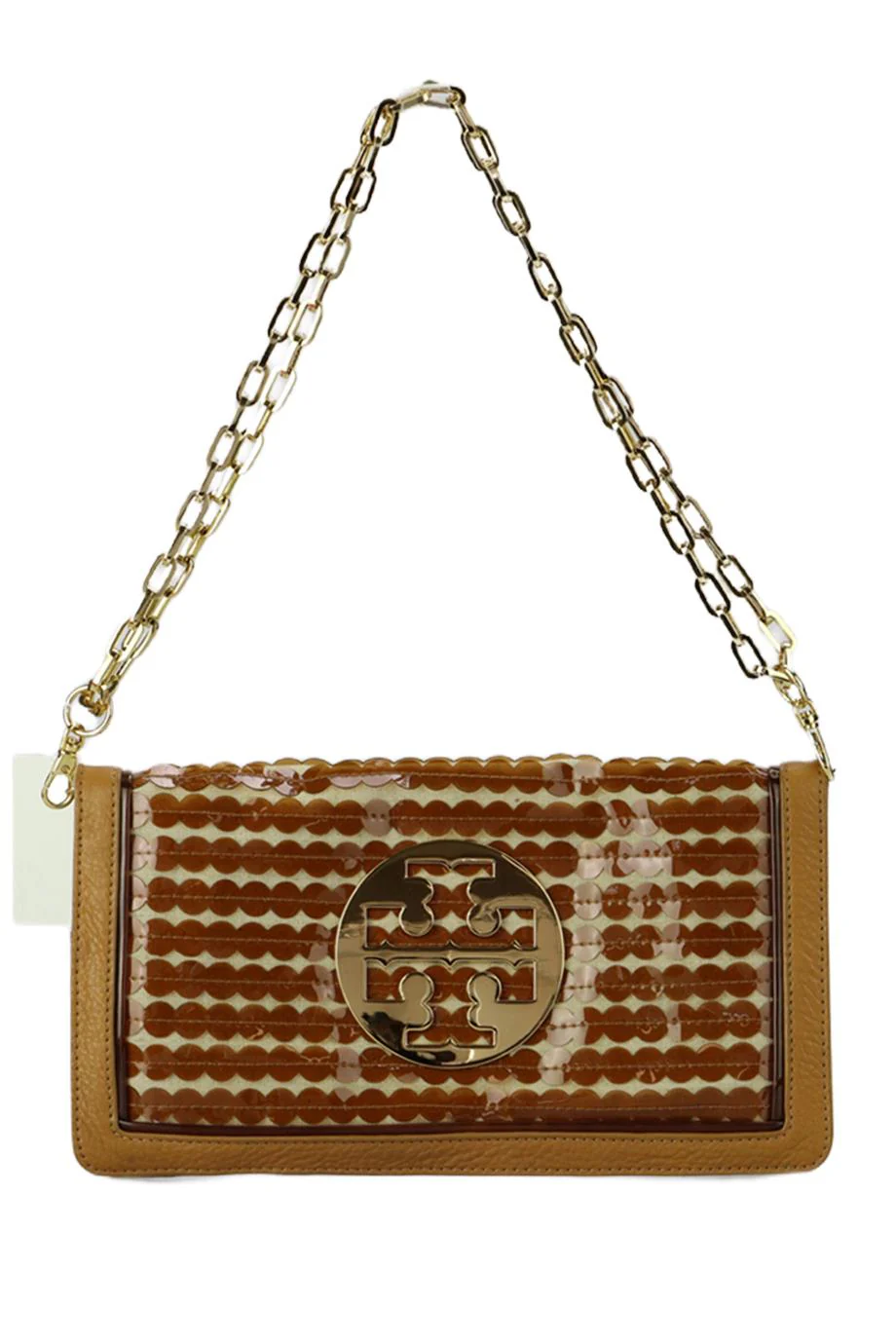 TORY BURCH PVC, CANVAS AND LEATHER CLUTCH