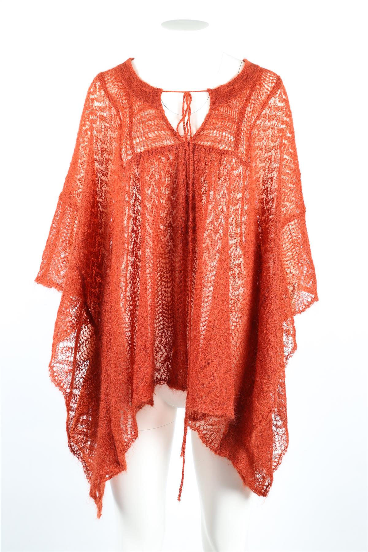 TSUMORI CHISATO ORANGE WOOL PONCHO JP 2 UK ONE SIZE - Image 2
