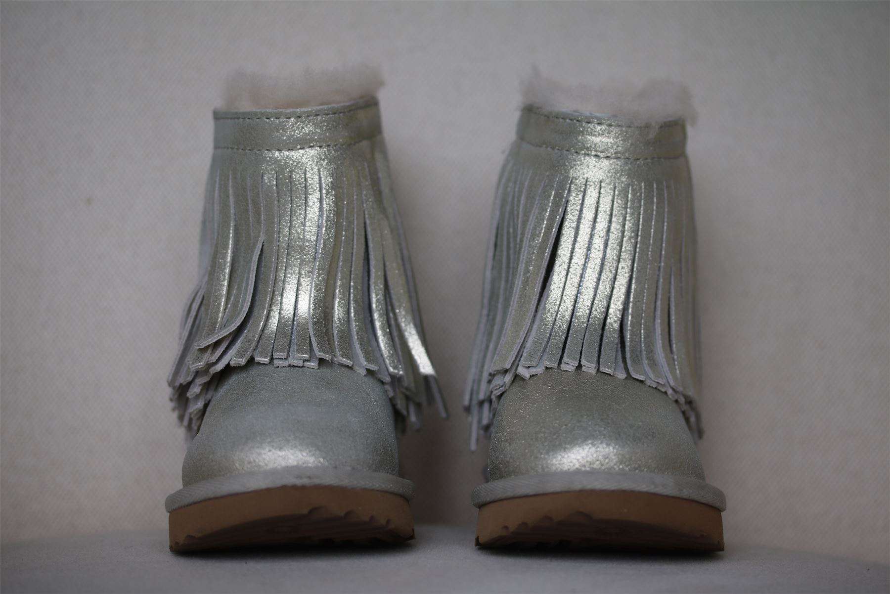UGG KIDS CLASSIC METALLIC GOLD FRINGE SHEEPSKIN BOOTS EU 25 UK 8 - Image 2