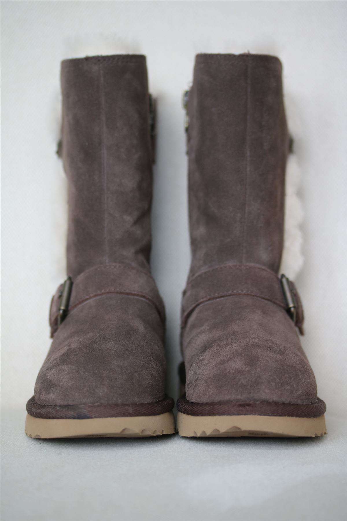 UGG KIDS GIRLS CHOCOLATE BROWN BUCKLE BOOTS EU 28 UK 10 - Image 2