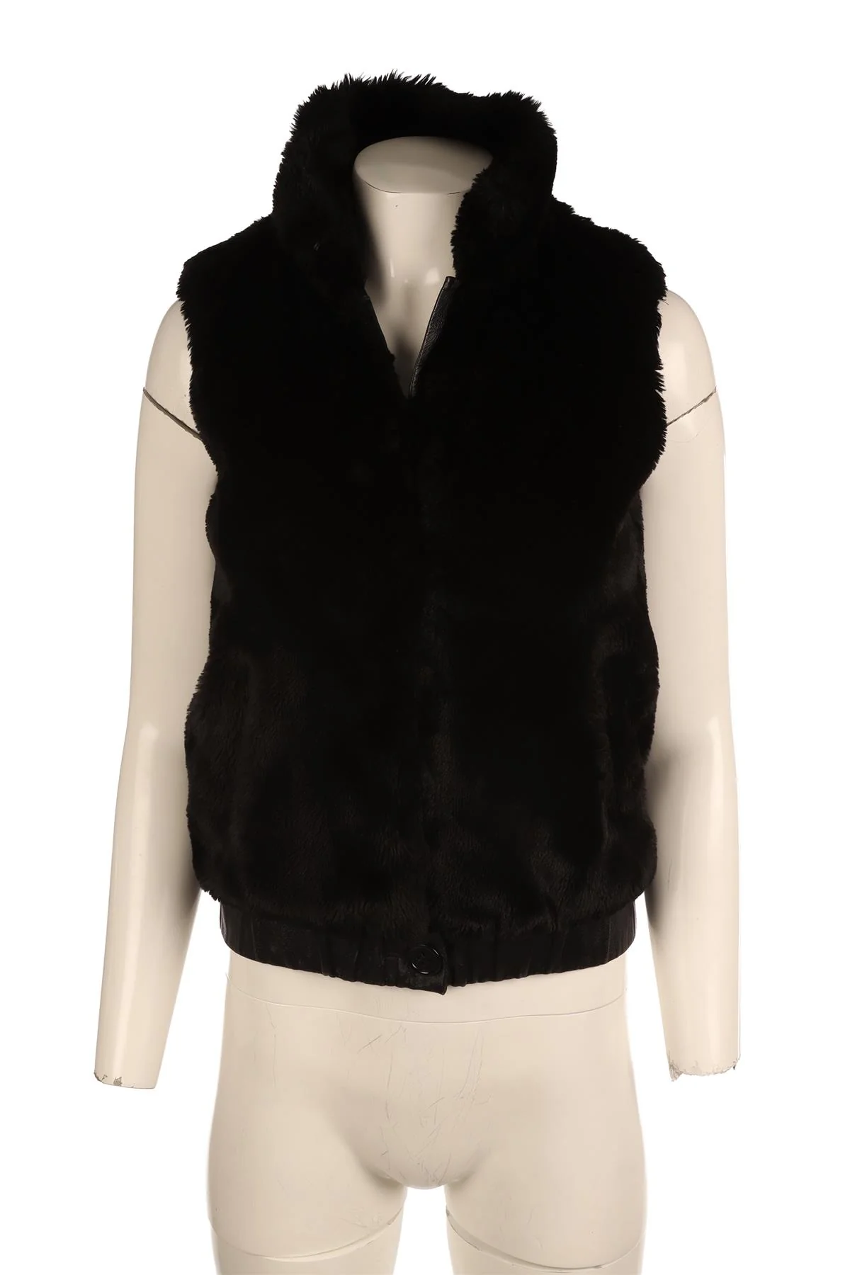ULLA JOHNSON BLACK FAUX FUR GILET XSMALL - Image 2