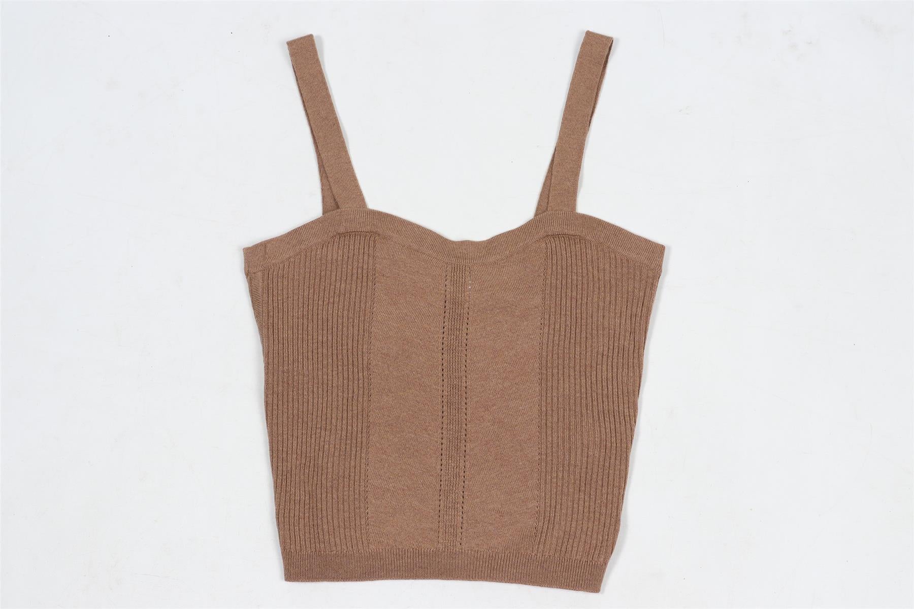 ULLA JOHNSON BROWN CROPPED KNIT TOP SMALL - Image 2