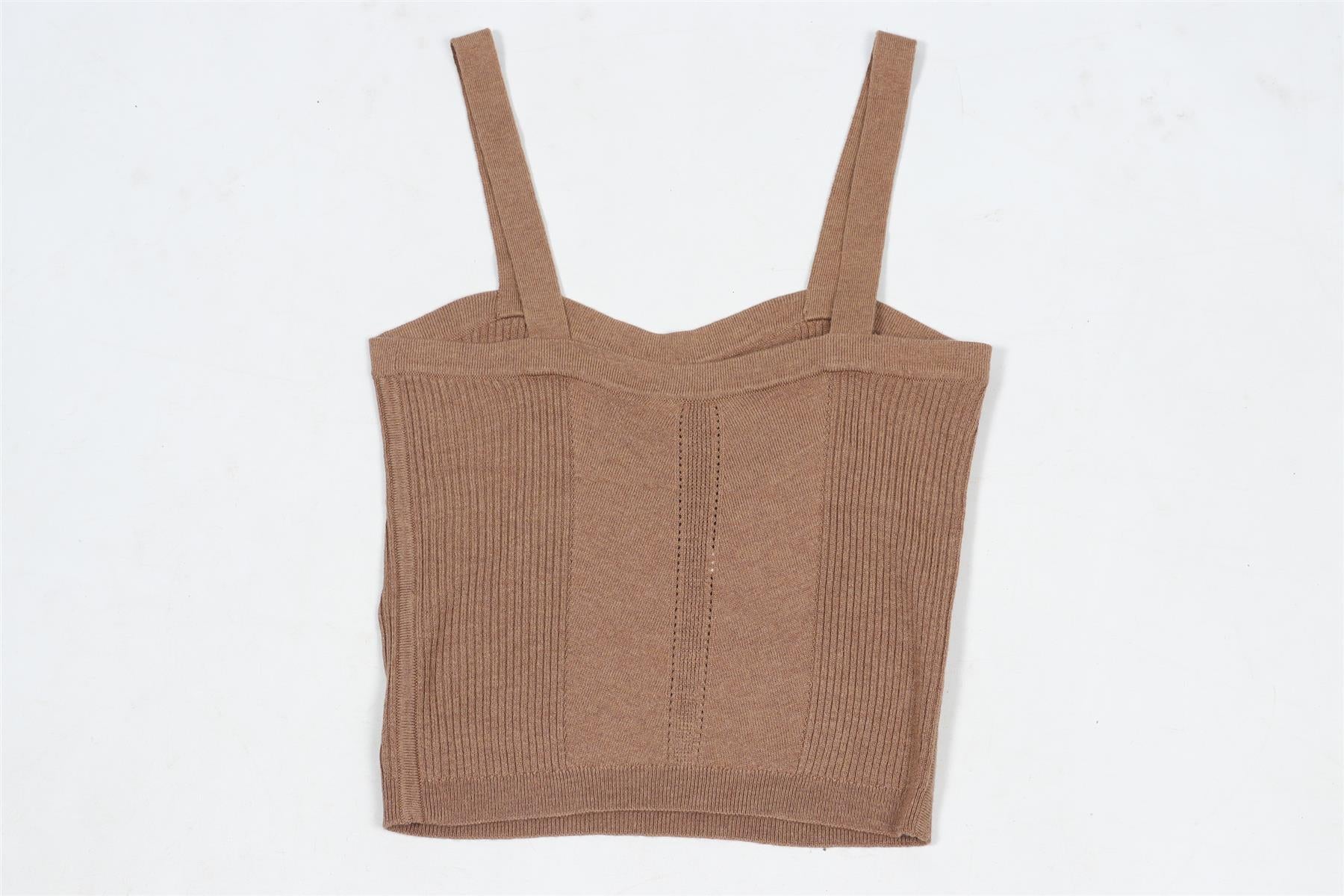 ULLA JOHNSON BROWN CROPPED KNIT TOP SMALL - Image 4