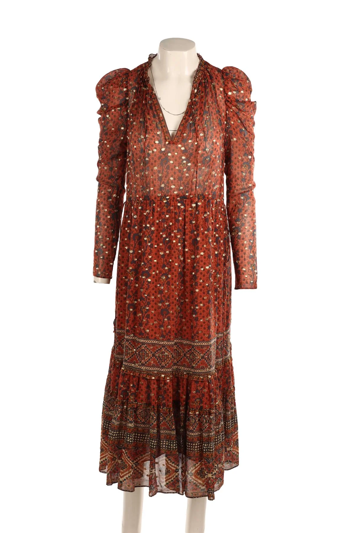 ULLA JOHNSON BROWN SILK MAXI DRESS US 2 UK 6 - Image 2