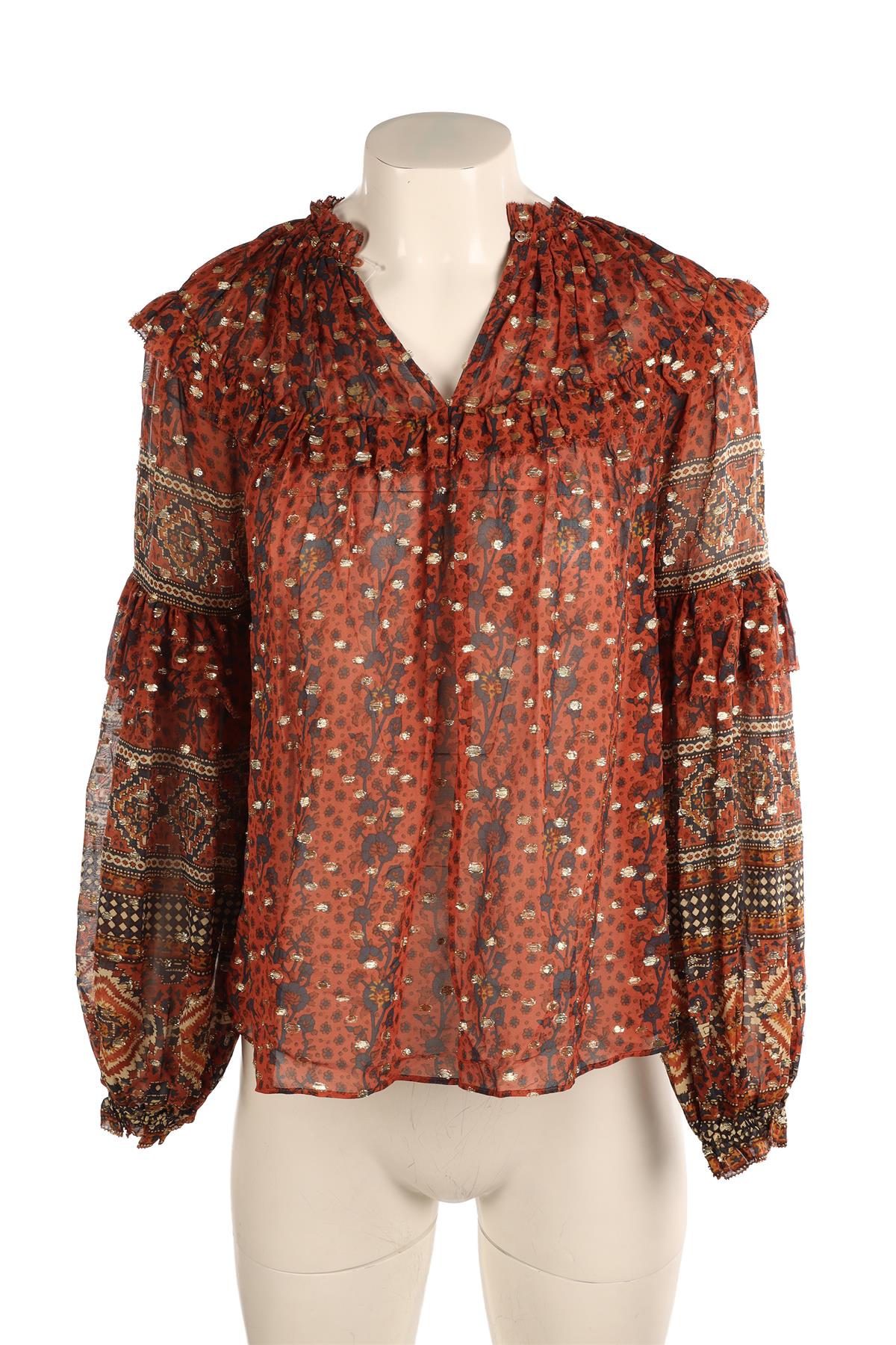 ULLA JOHNSON BROWN SILK TOP US 0 UK 4 - Image 2