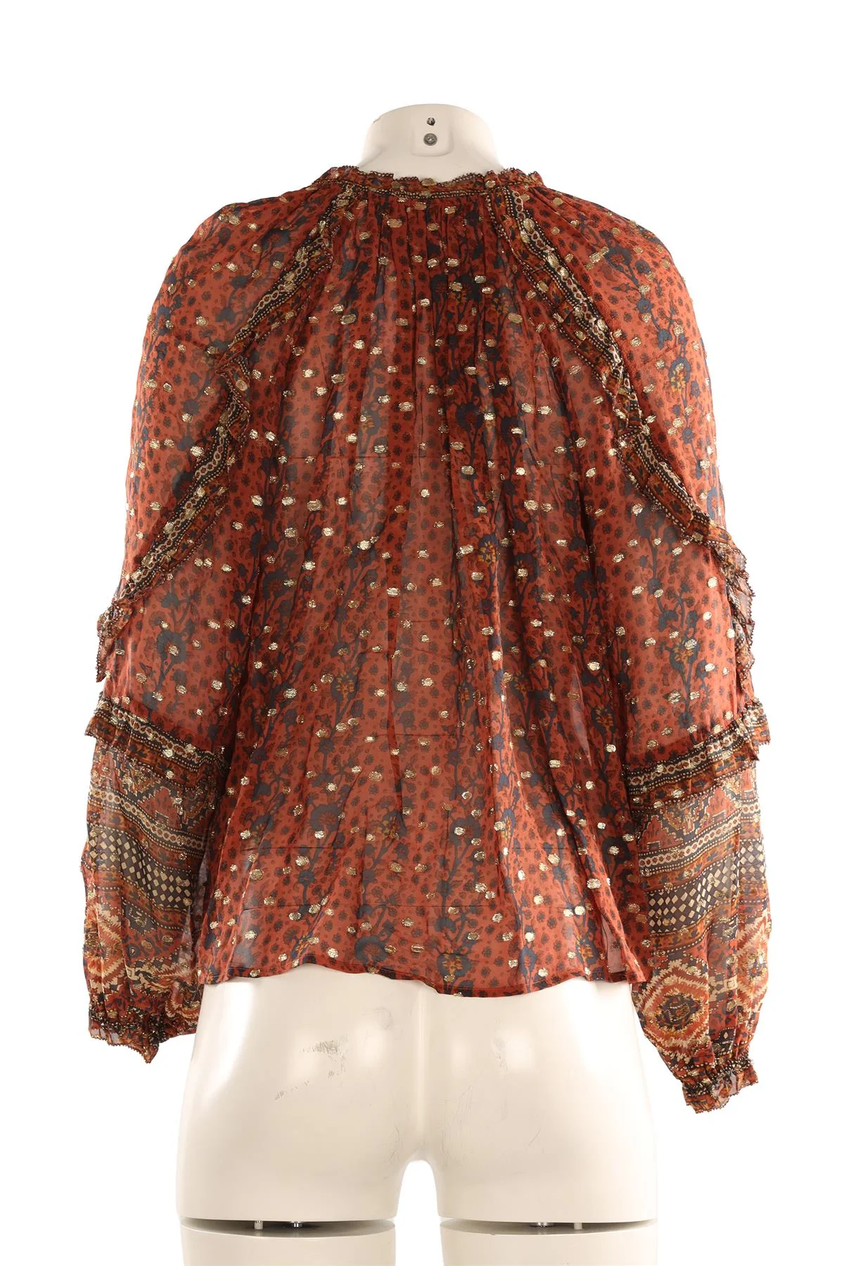 ULLA JOHNSON BROWN SILK TOP US 2 UK 6 - Image 4