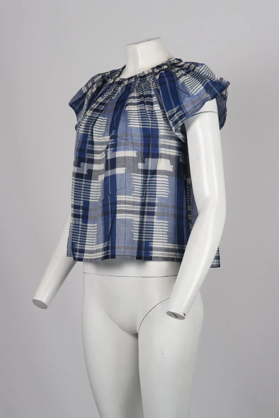 ULLA JOHNSON CHECKED COTTON TOP US 2 UK 6 - Image 3