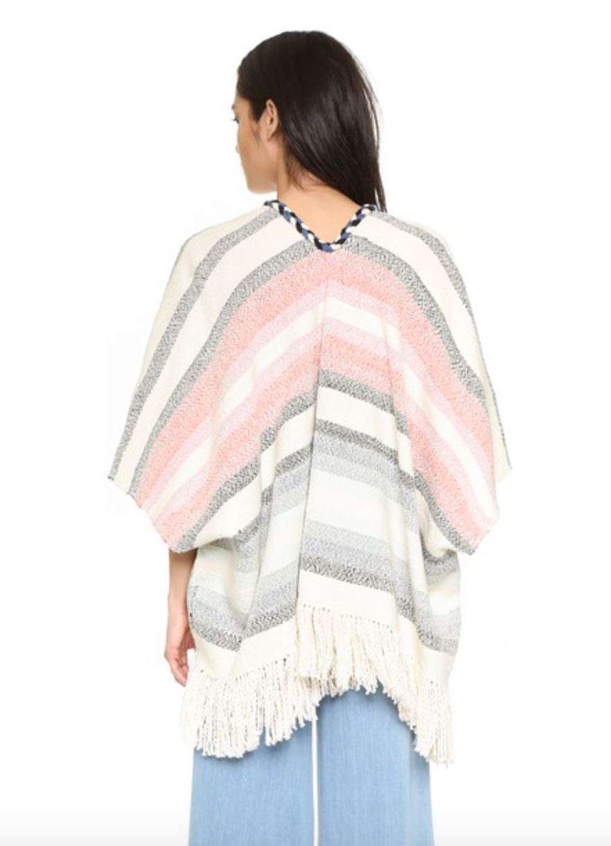 ULLA JOHNSON GEORGIA STRIPED COTTON PONCHO ONE SIZE - Image 3