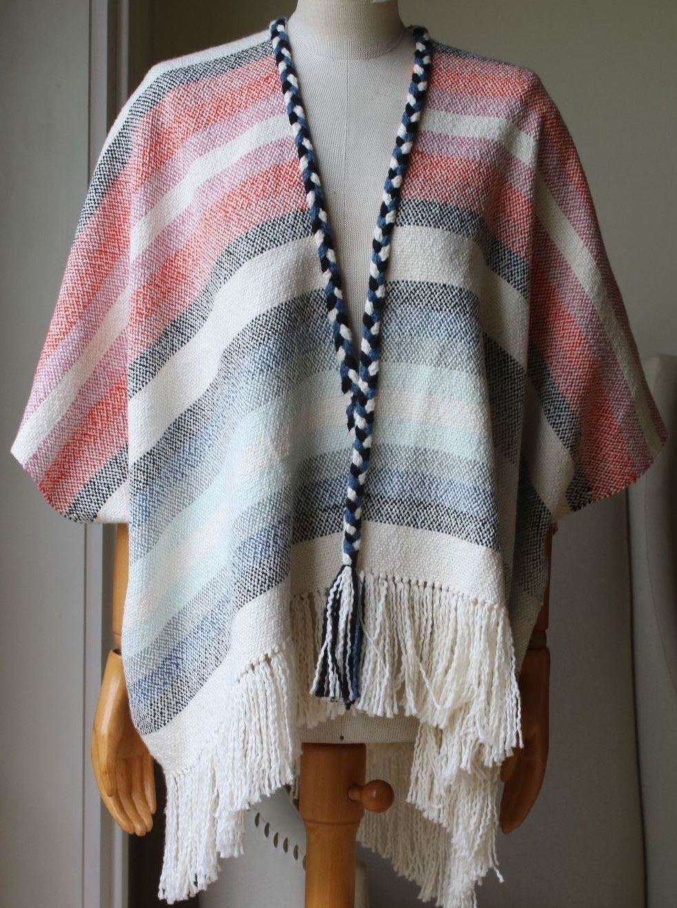 ULLA JOHNSON GEORGIA STRIPED COTTON PONCHO ONE SIZE - Image 5