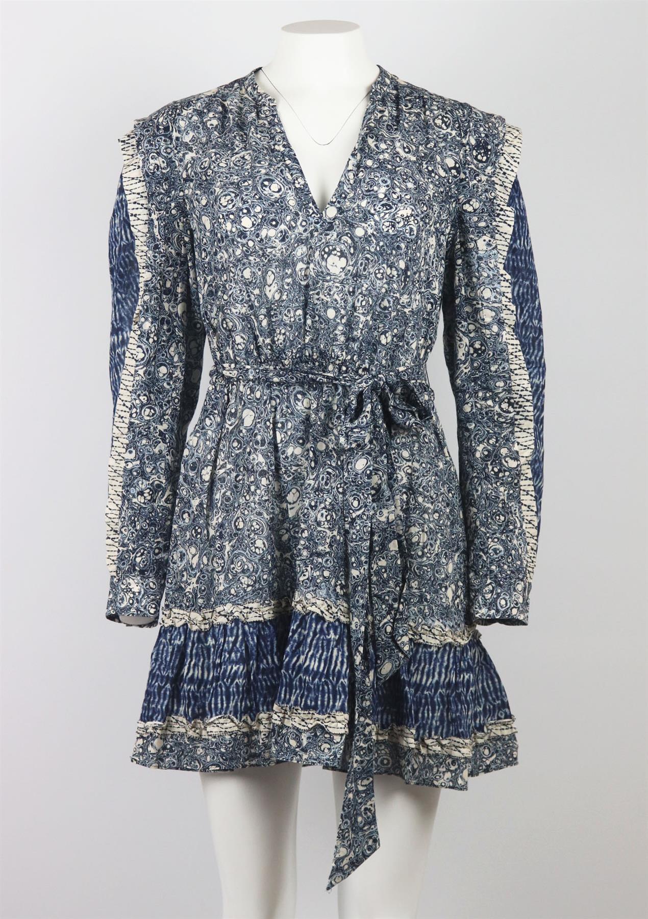 ULLA JOHNSON NOUMI RUFFLED PRINTED COTTON BLEND VOILE MINI DRESS US 10 UK 14 - Image 2