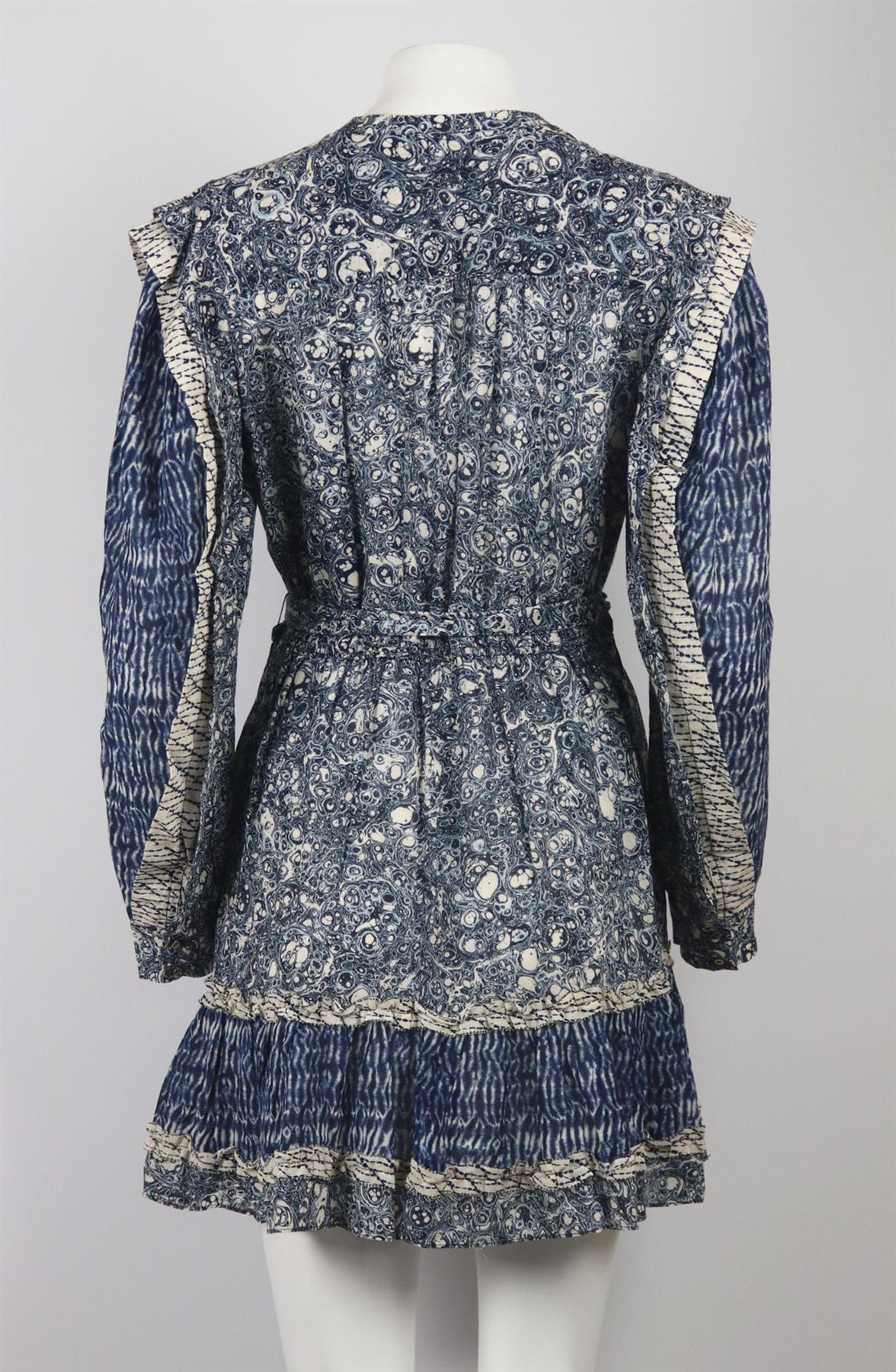 ULLA JOHNSON NOUMI RUFFLED PRINTED COTTON BLEND VOILE MINI DRESS US 10 UK 14 - Image 4
