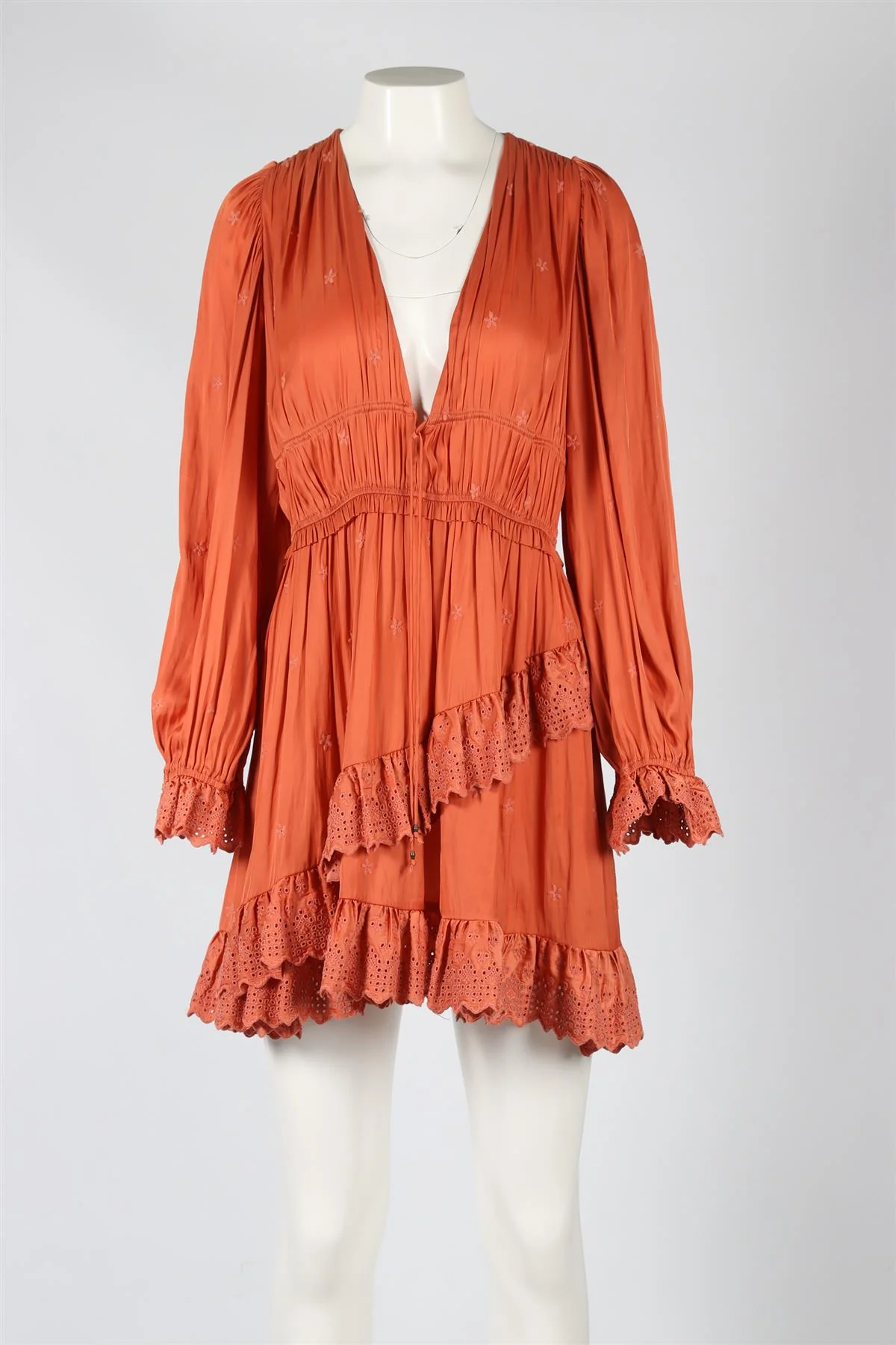 ULLA JOHNSON ORANGE SILK MINI DRESS US 8 UK 12 - Image 2