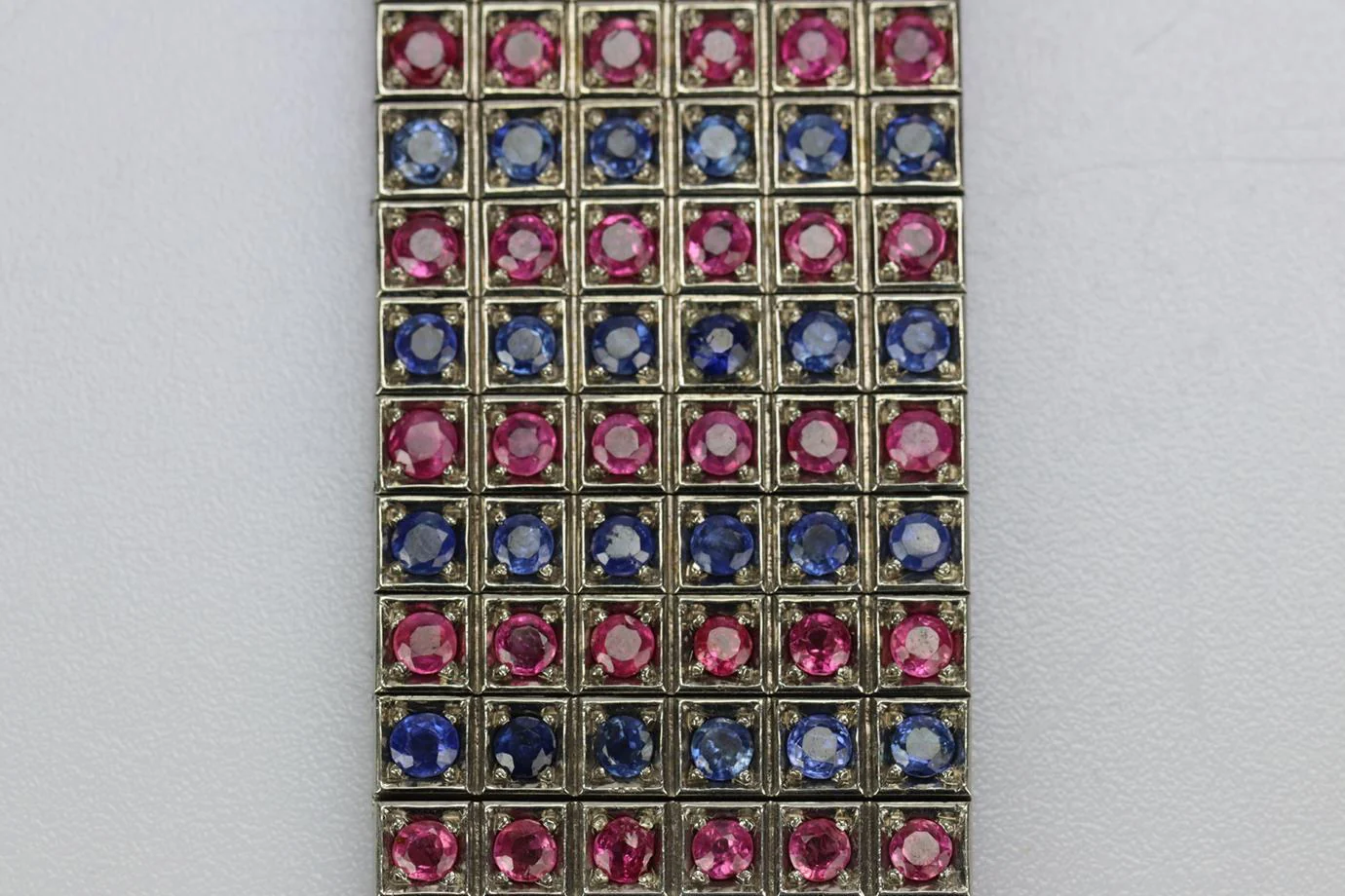 UNBRANDED 18K WHITE GOLD SAPPHIRE AND RUBY BRACELET - Image 3