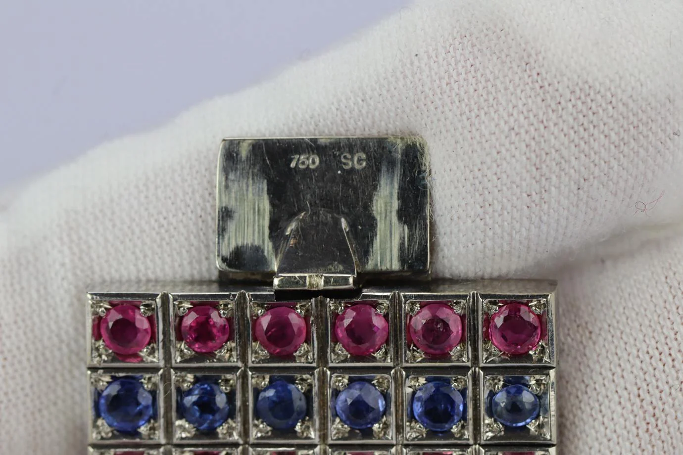 UNBRANDED 18K WHITE GOLD SAPPHIRE AND RUBY BRACELET - Image 5