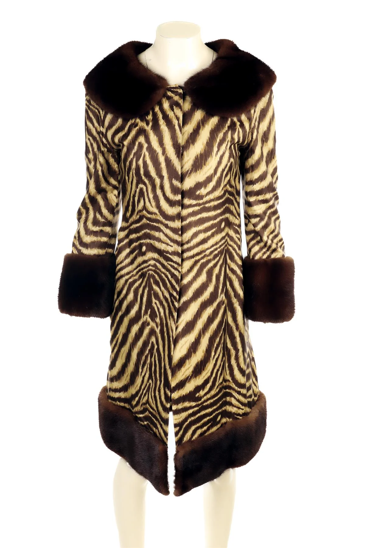 UNBRANDED BROWN MINK FUR AND SILK COAT SMALL - Image 2