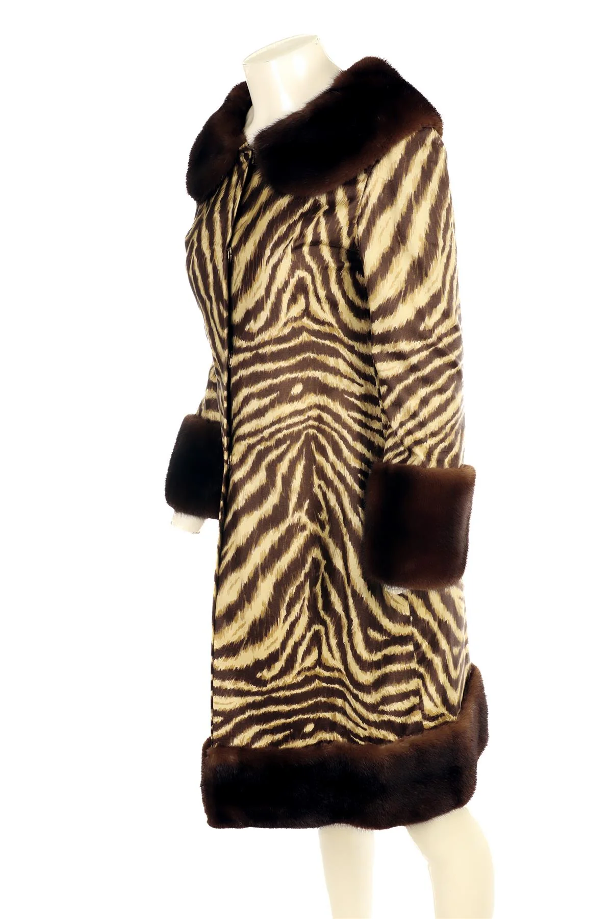 UNBRANDED BROWN MINK FUR AND SILK COAT SMALL - Image 3