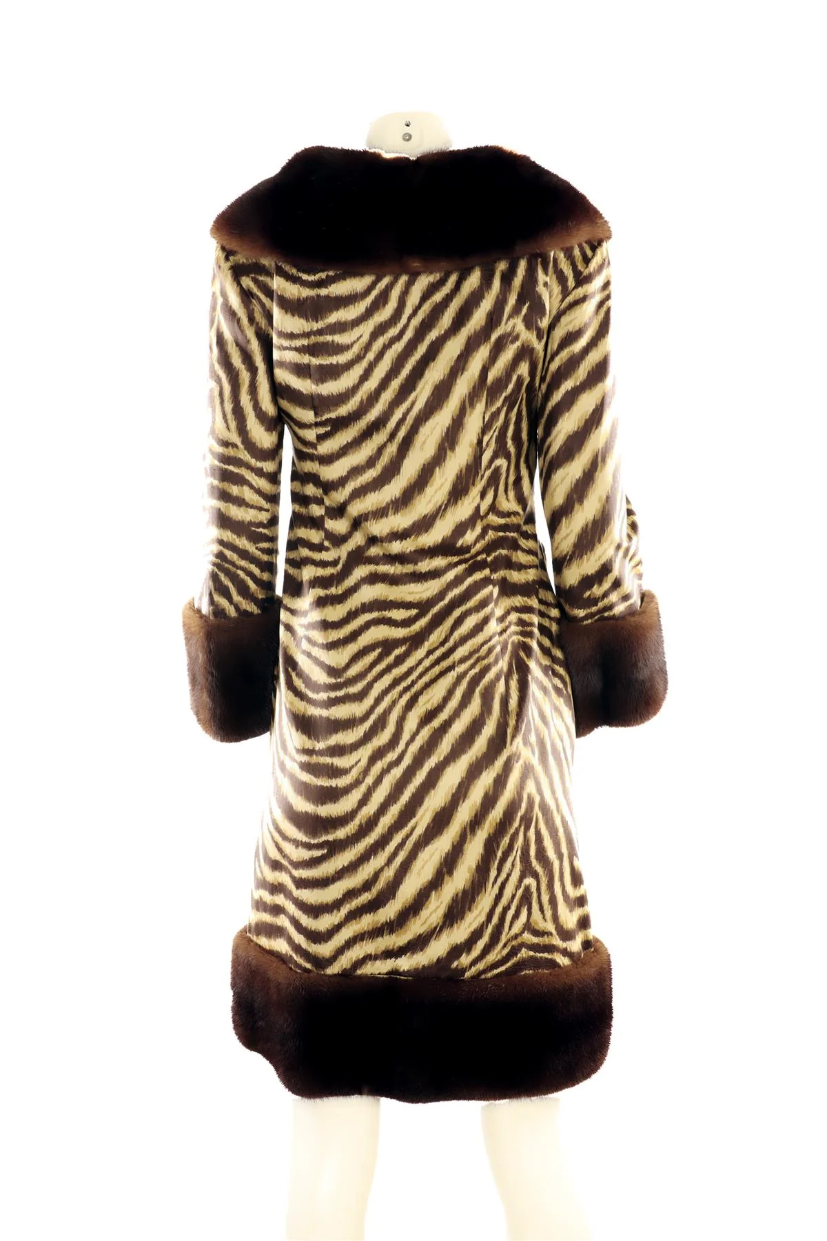 UNBRANDED BROWN MINK FUR AND SILK COAT SMALL - Image 4