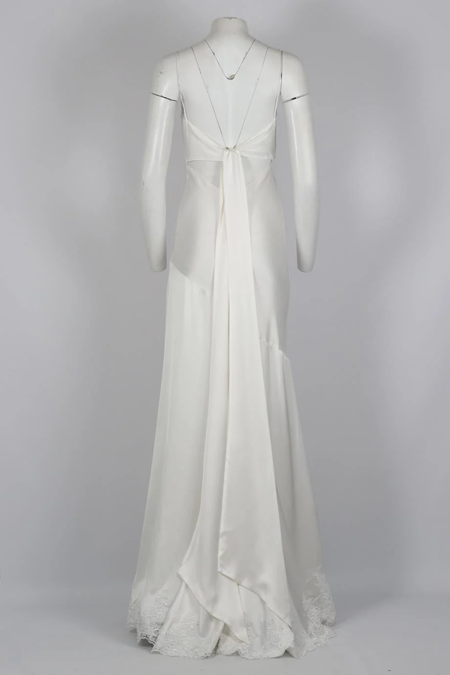 UNBRANDED CUSTOM DRAPED SATIN WEDDING DRESS SMALL - Image 4