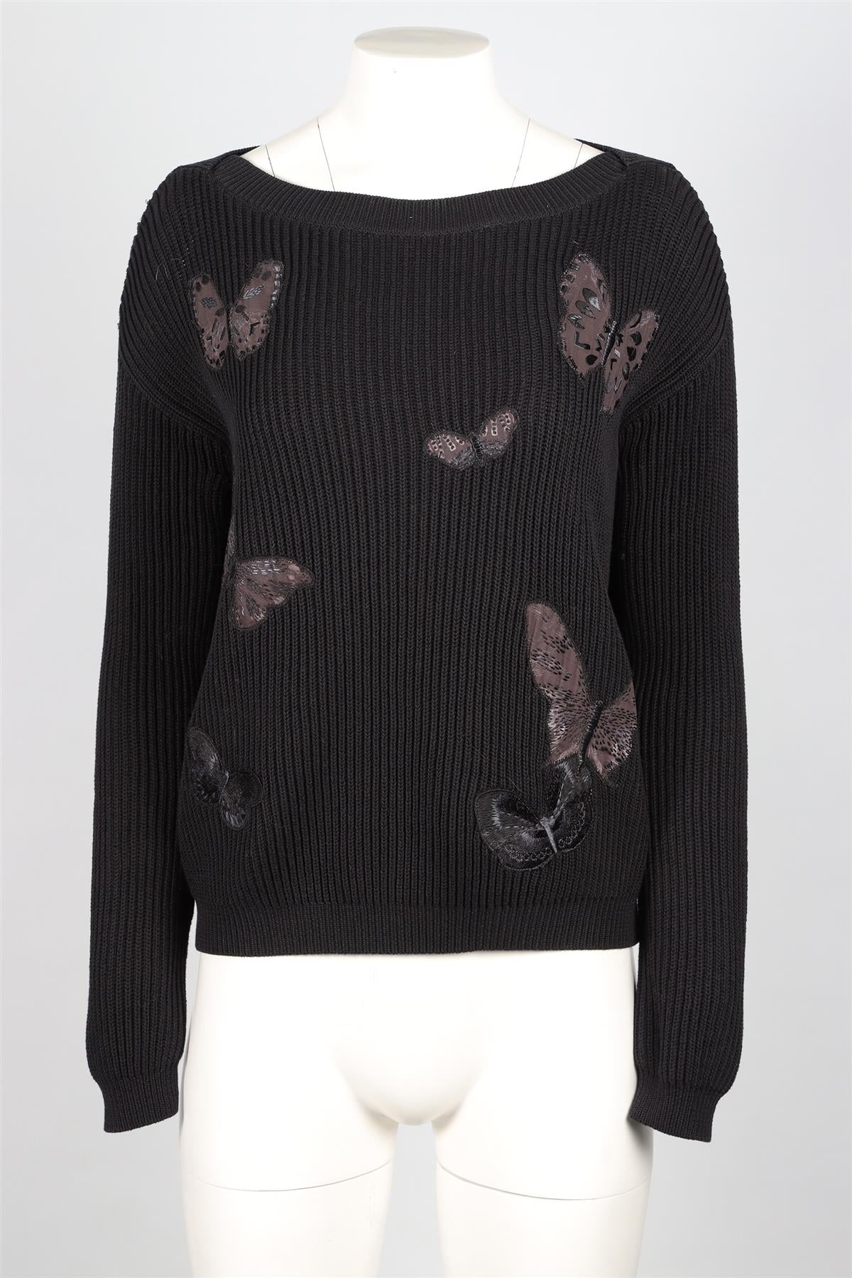 VALENTINO BLACK COTTON SWEATER SMALL - Image 2