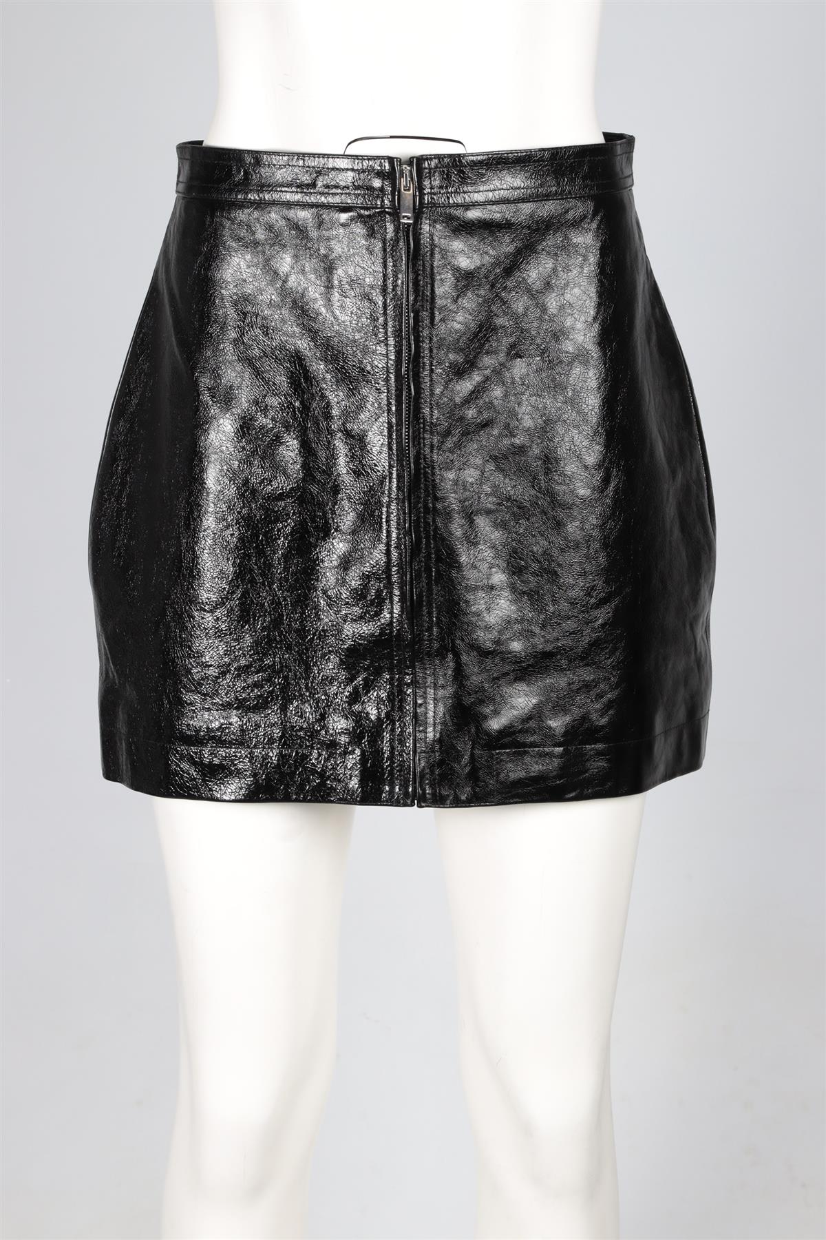 VALENTINO BLACK LEATHER MINI SKIRT IT 40 UK 8 - Image 2