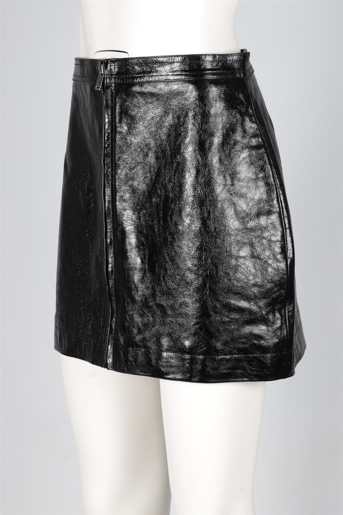 VALENTINO BLACK LEATHER MINI SKIRT IT 40 UK 8 - Image 3