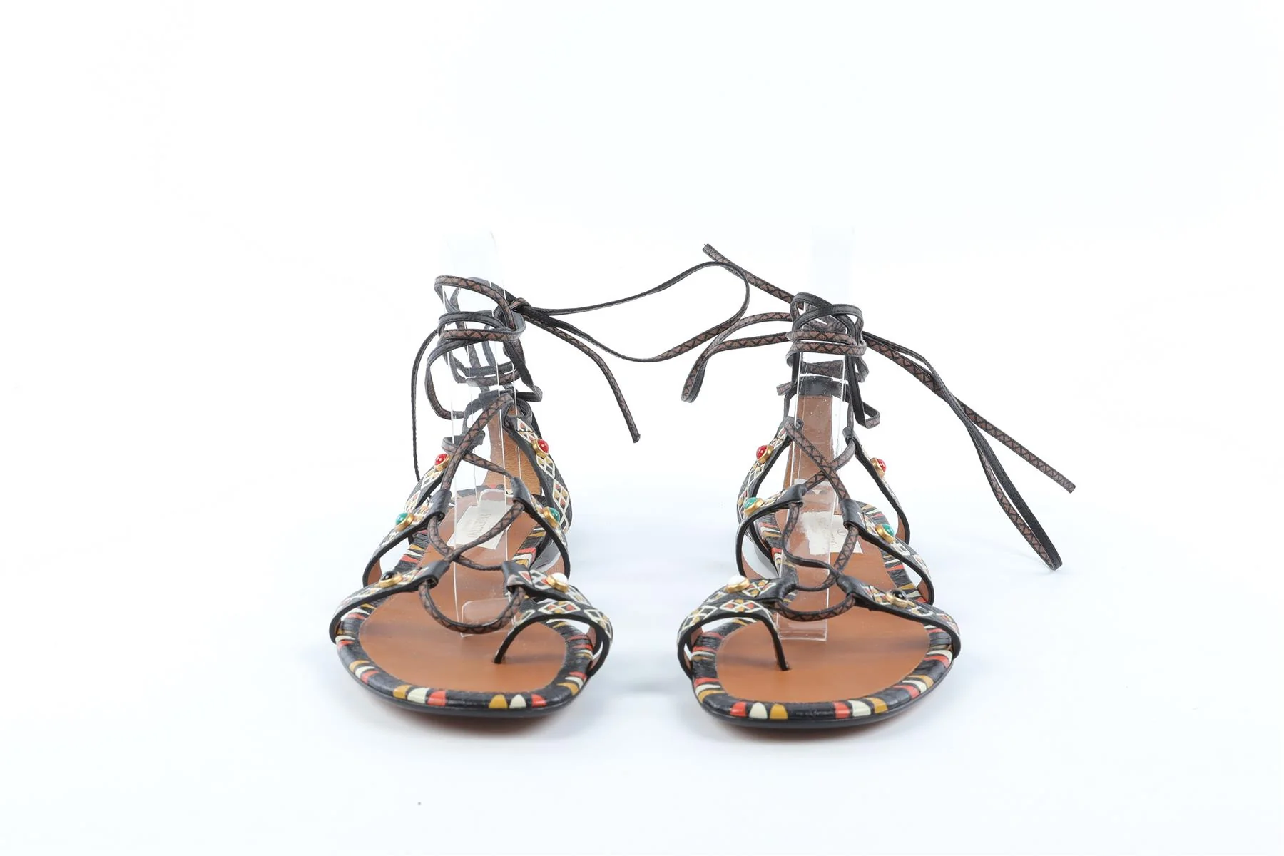 VALENTINO BLACK LEATHER SANDALS EU 37.5 UK 4.5 US 7.5 - Image 4