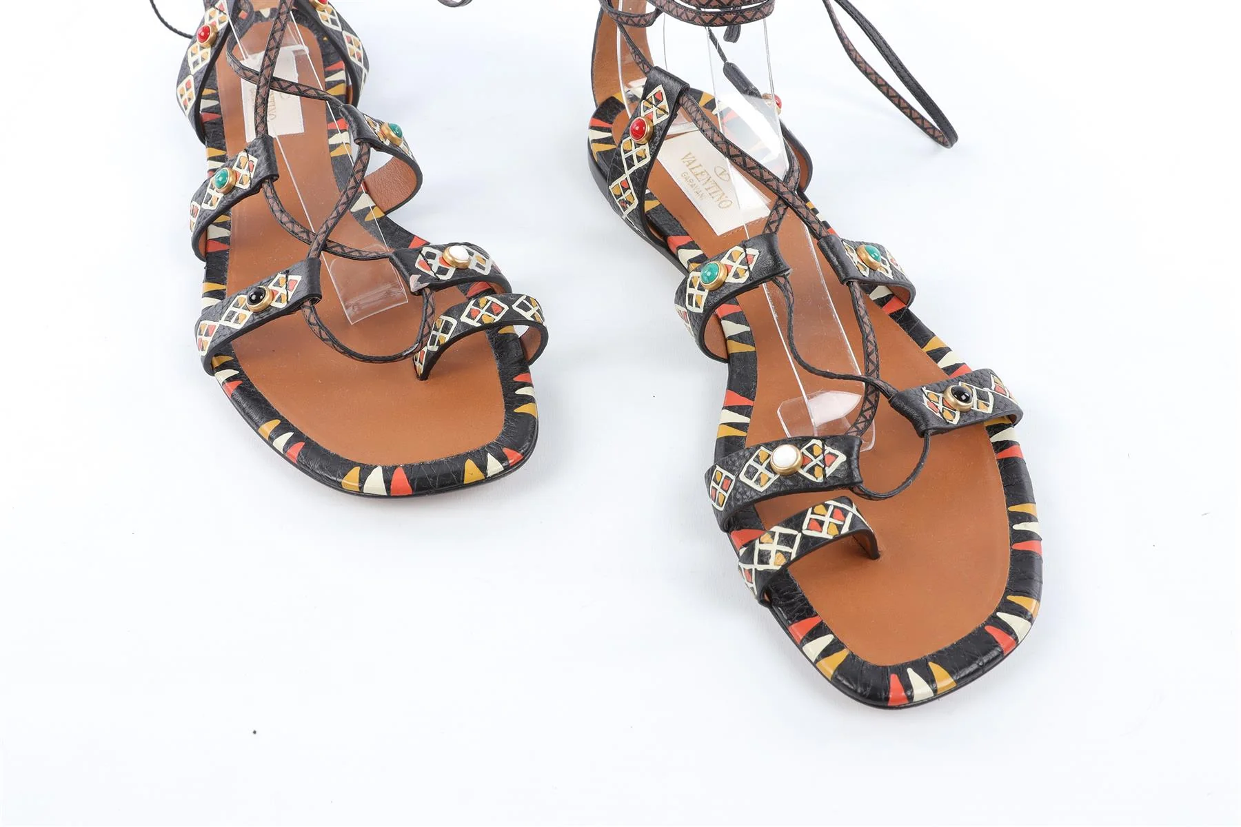 VALENTINO BLACK LEATHER SANDALS EU 37.5 UK 4.5 US 7.5 - Image 5