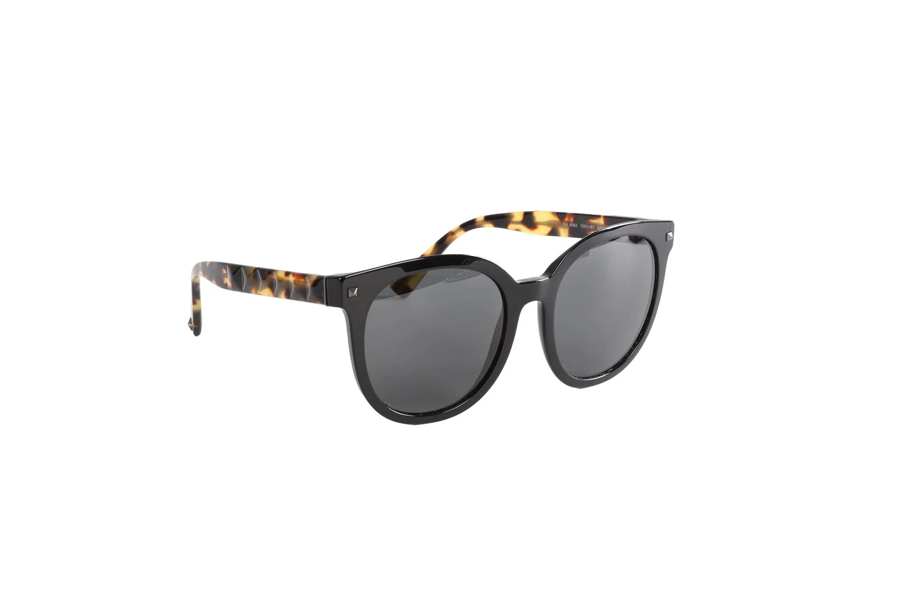 VALENTINO BLACK ROUND FRAME ACETATE SUNGLASSES - Image 2