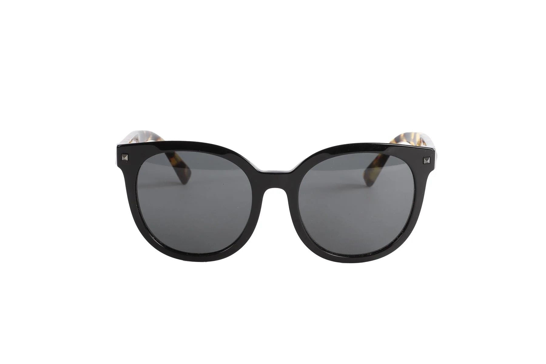 VALENTINO BLACK ROUND FRAME ACETATE SUNGLASSES - Image 3