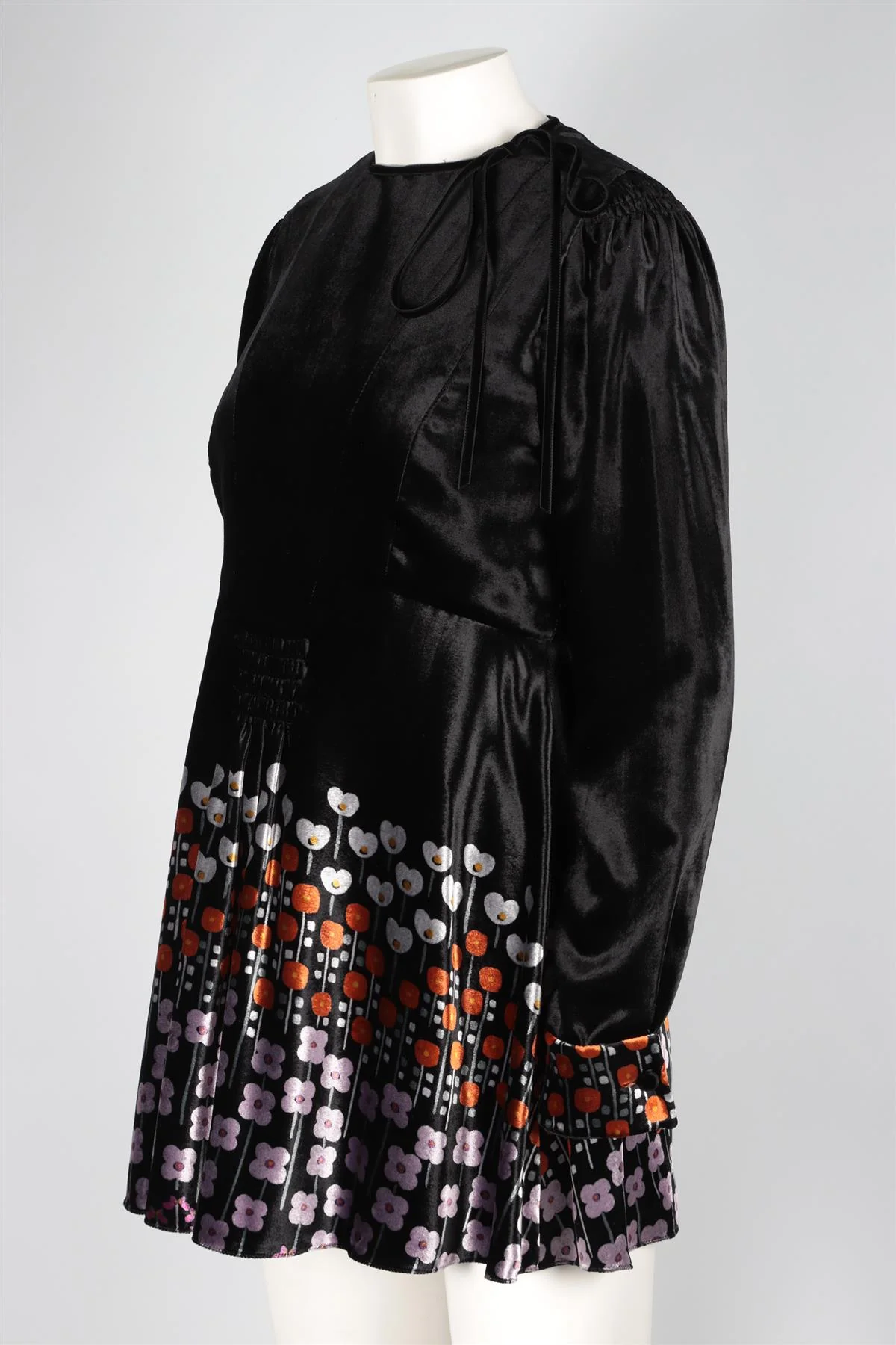 VALENTINO BLACK VELVET MINI DRESS IT 44 UK 12 - Image 3