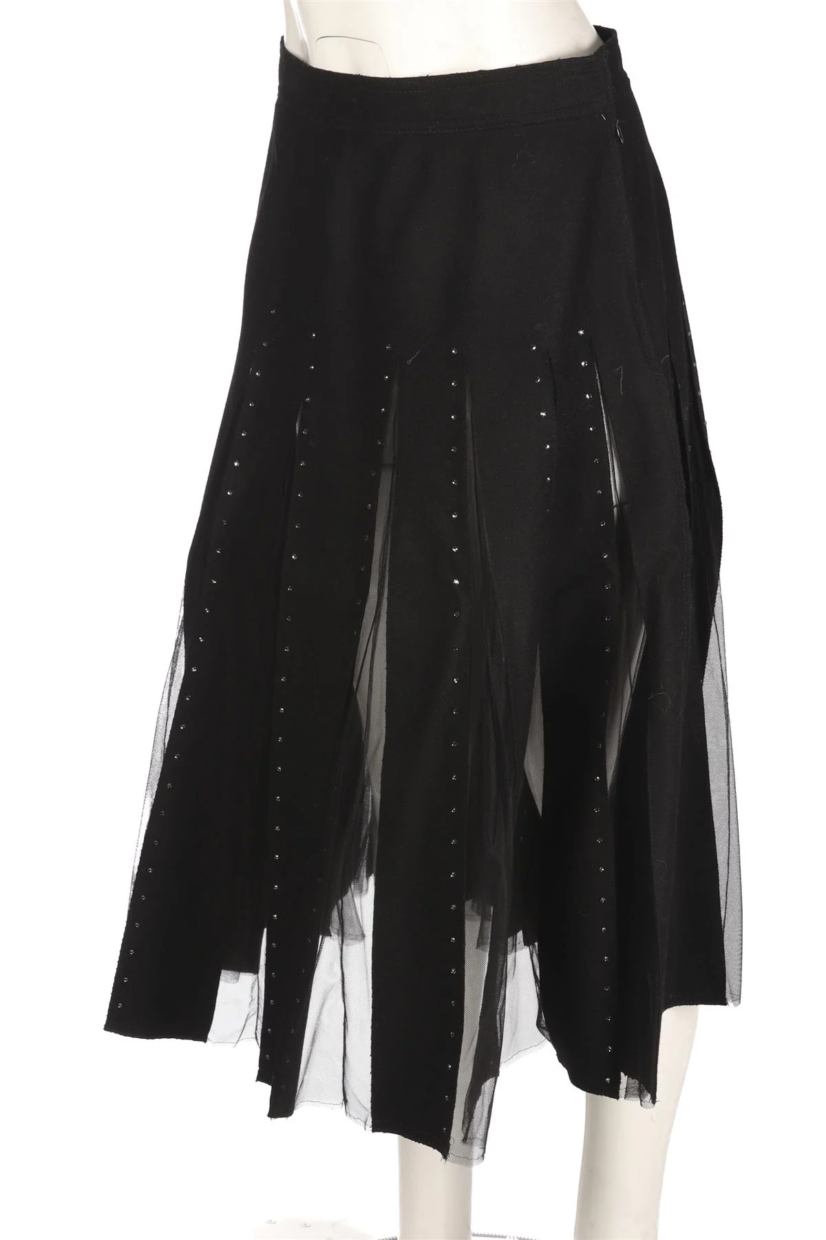 VALENTINO BLACK WOOL MIDI SKIRT W30 - Image 3